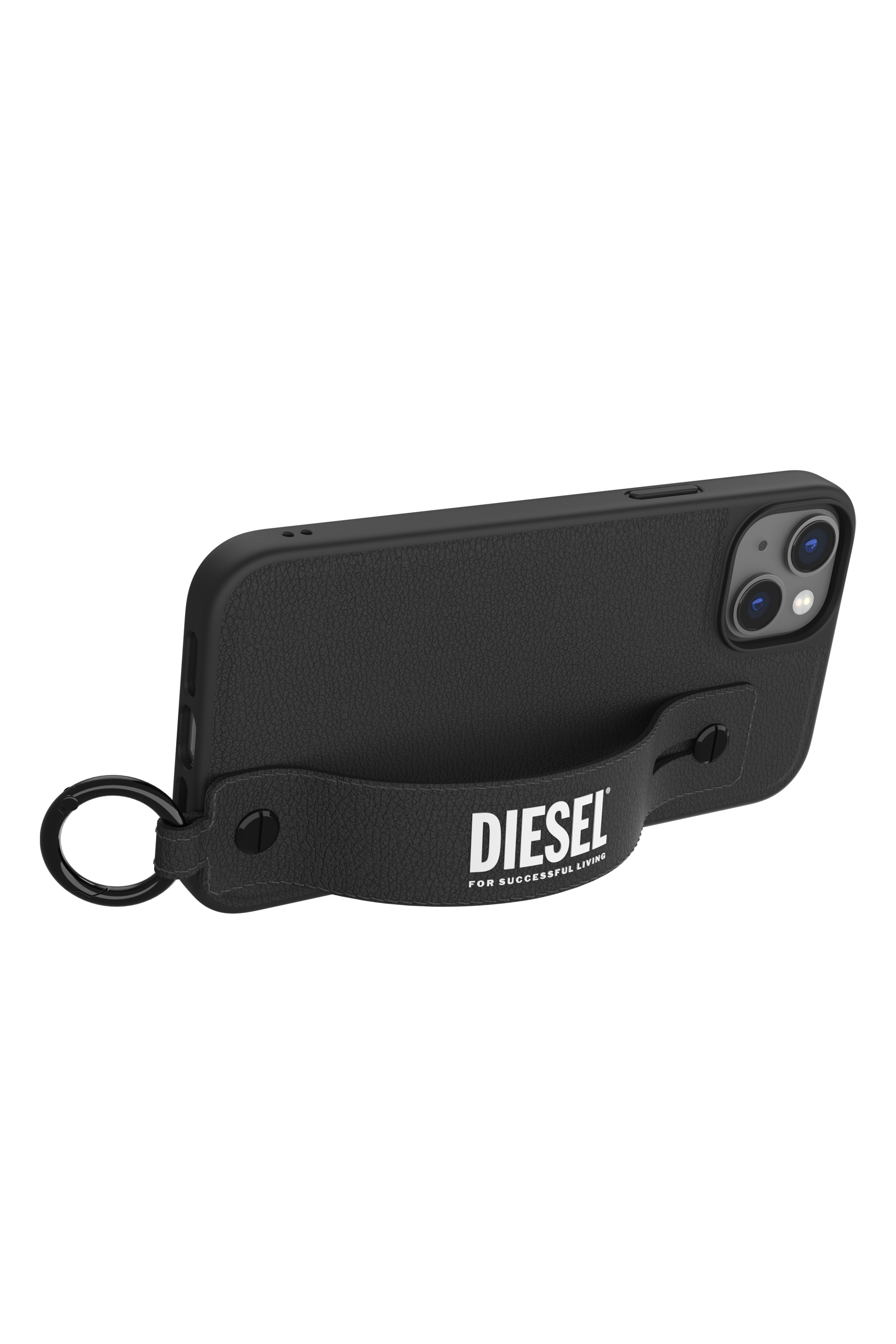 Diesel - 50285 MOULDED CASE, Unisex's Leather handstrap case for iPhone 14 Plus in Black - 5