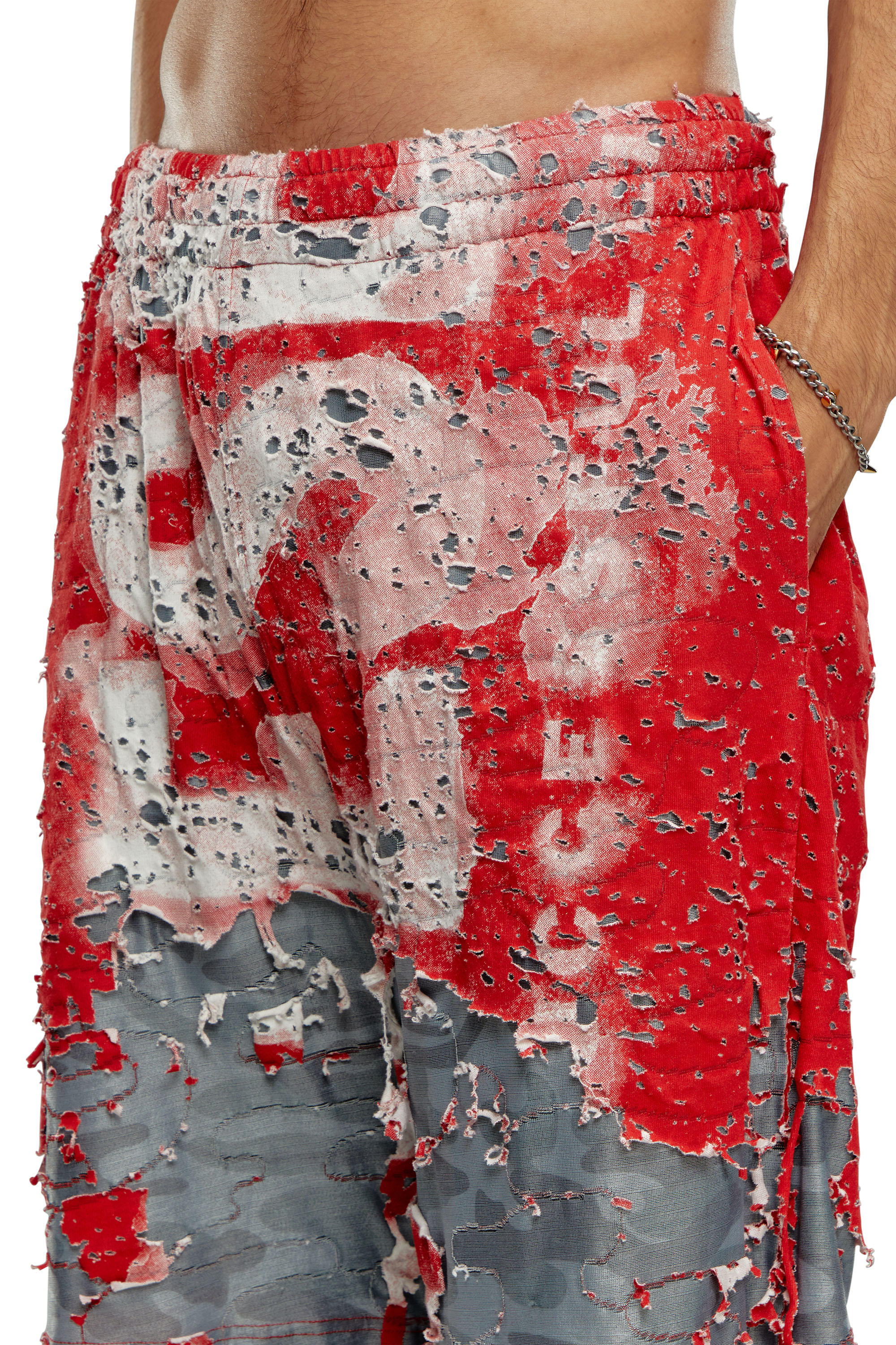 Diesel - P-EEL, Man Logo shorts in destroyed jersey in Multicolor - Image 4