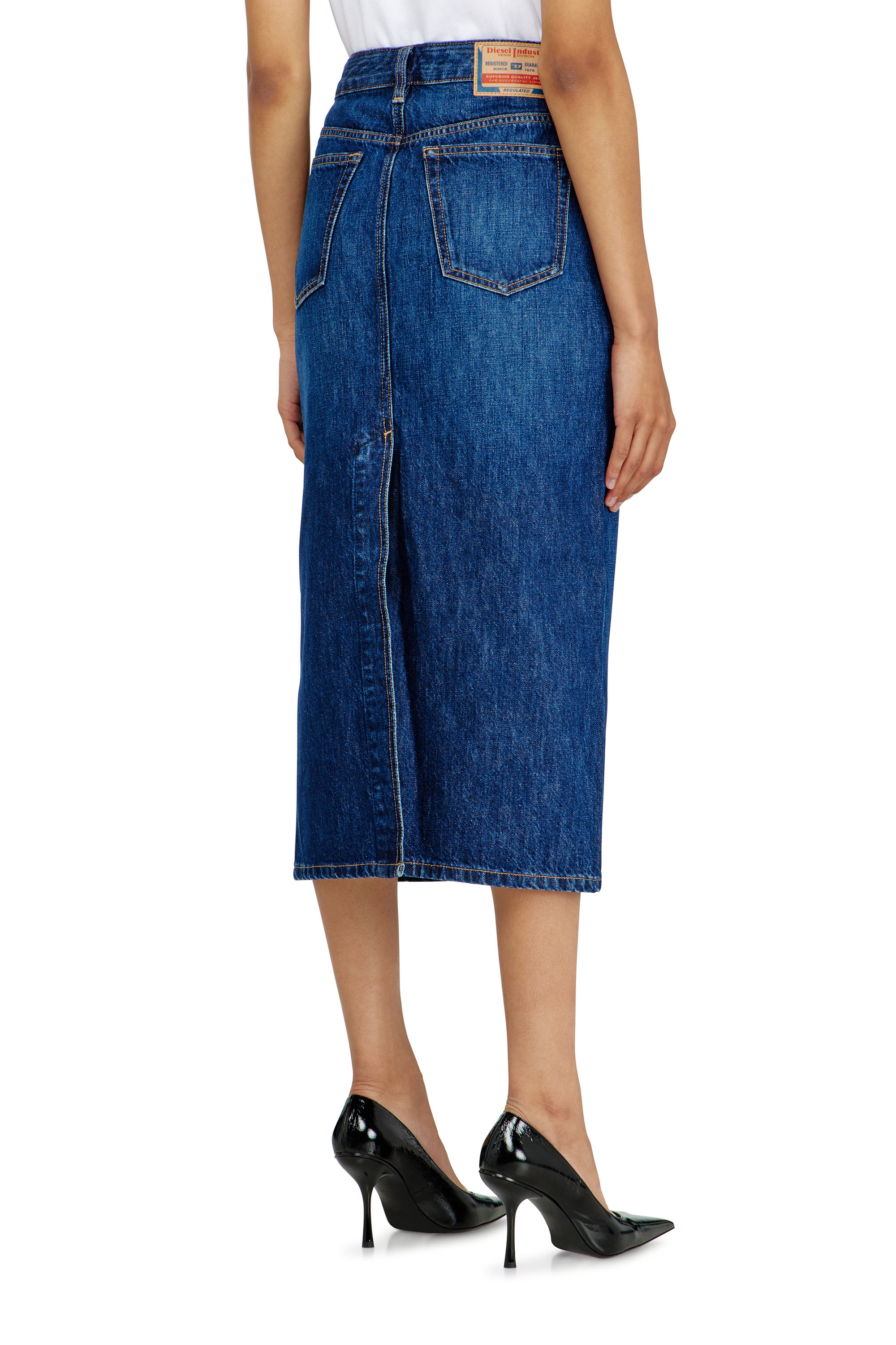 Diesel - DE-SKYE-D, Woman's Denim midi skirt in Medium blue - 4