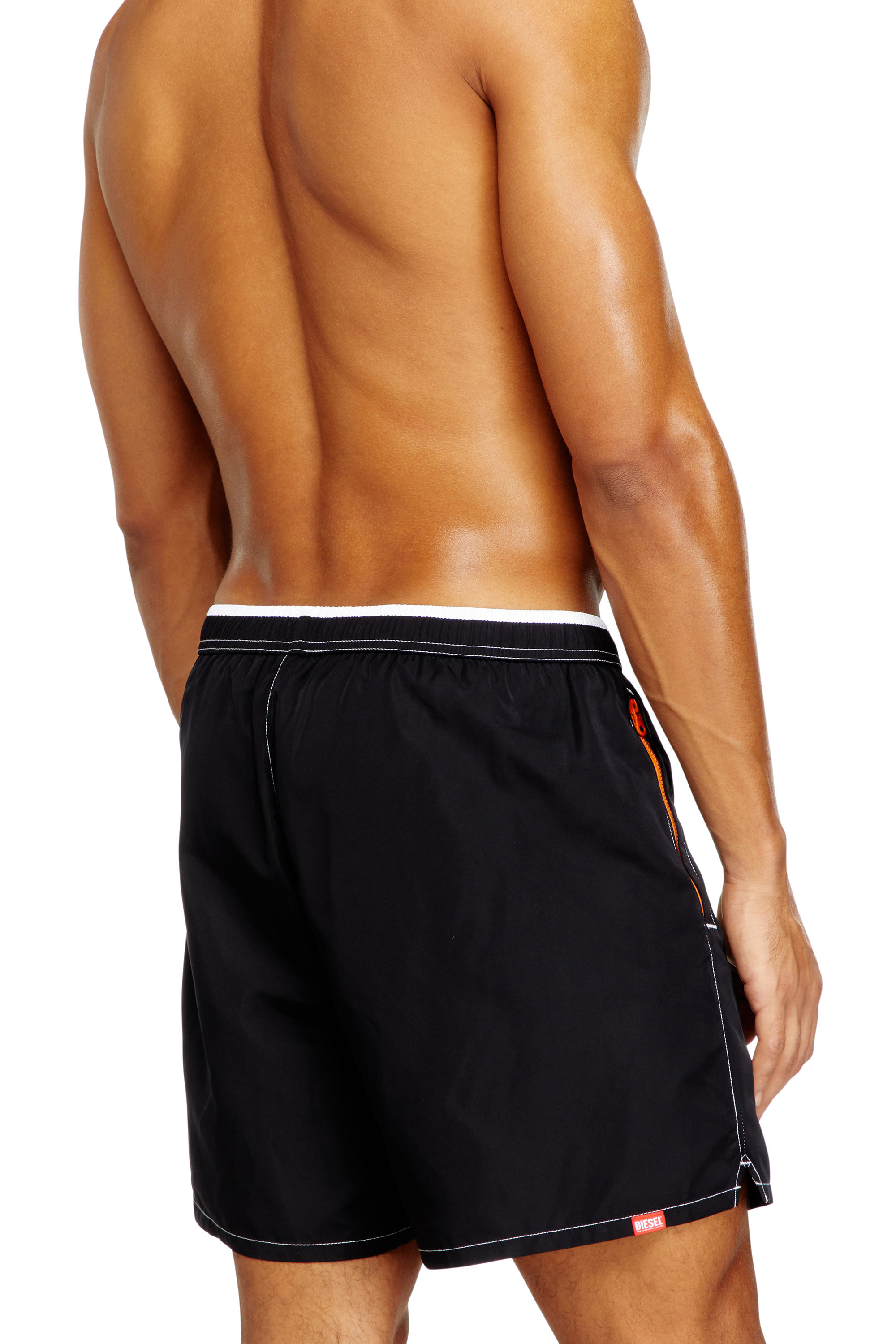 Diesel - SOCCER-41-D-POP-B, Man's Swim shorts with tonal trim and DSL patch in Black - 4