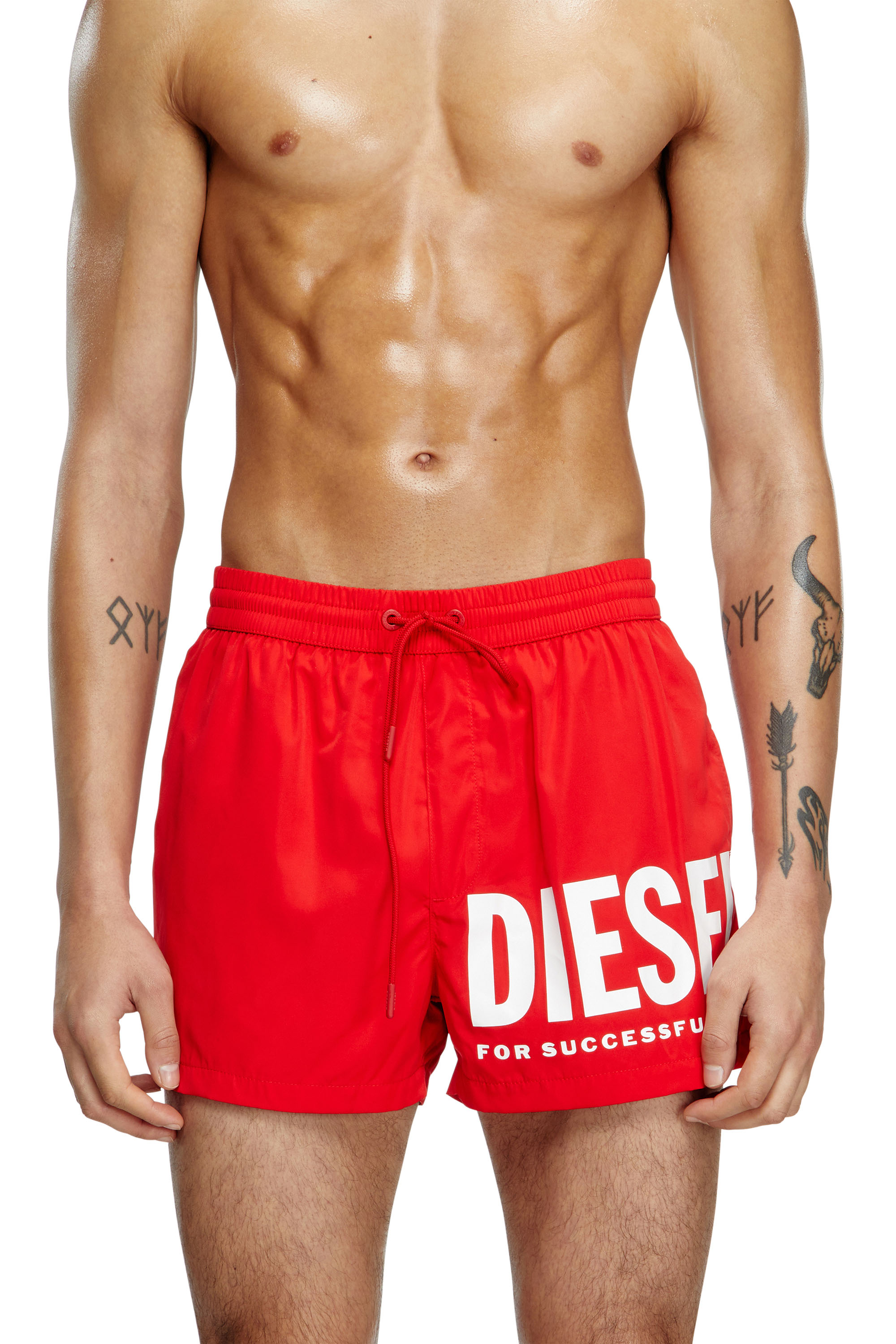 Diesel - MARIO-34-D-CORE, Man's Swim shorts with logo print in Red/White - 1