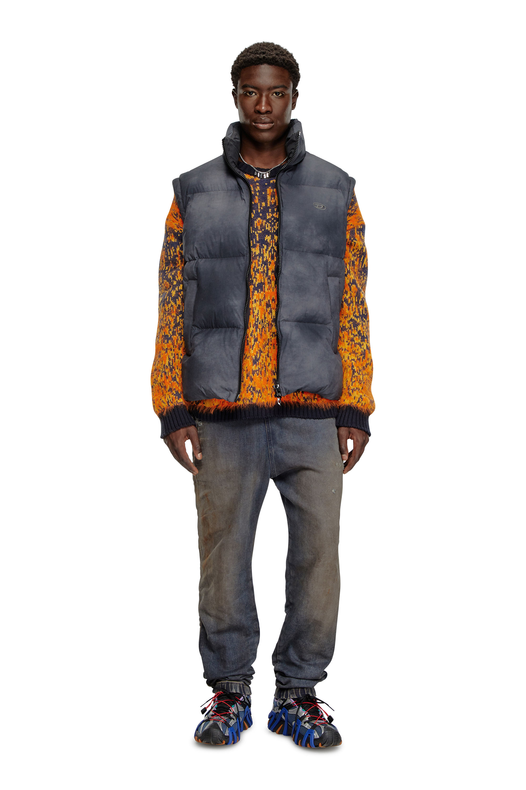 Diesel - K-RAIN, Man's Jumper with acid rain effect in Orange - 2