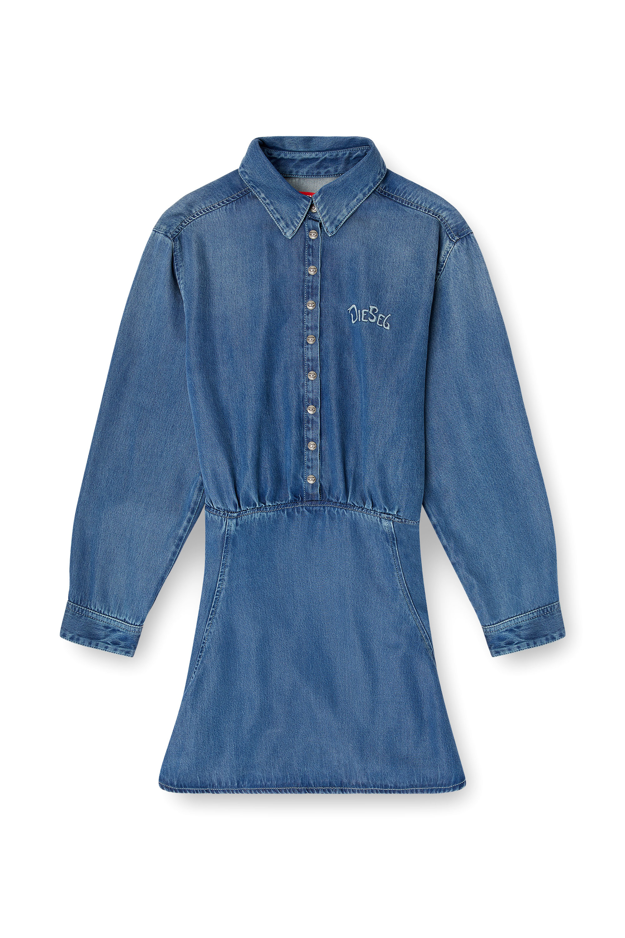 Diesel - DE-DREVIA-S, Woman's Denim dress with embroidered details in Medium blue - 1