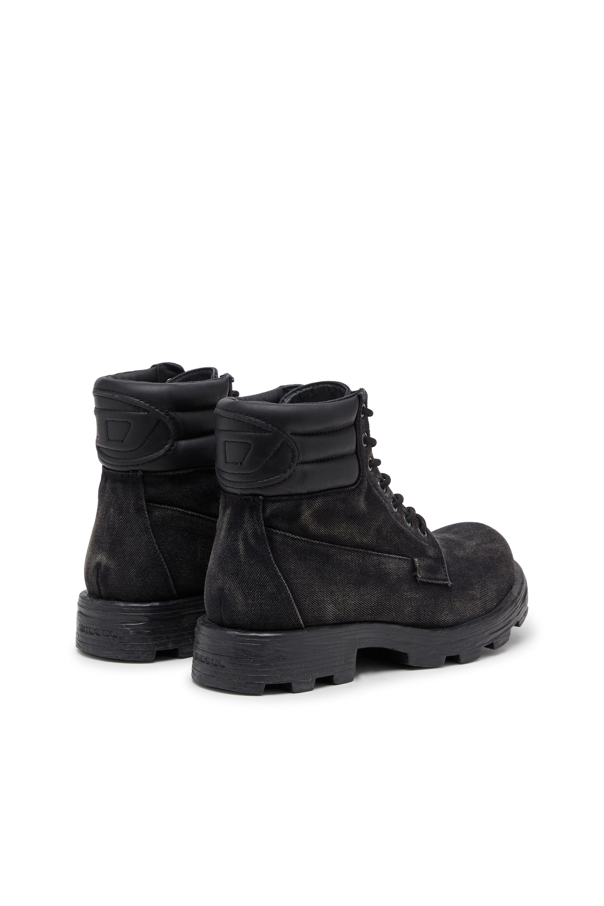 Diesel - D-HAMMER LACE UP, Man's D-Hammer-Combat boots in denim and leather in Black - 3