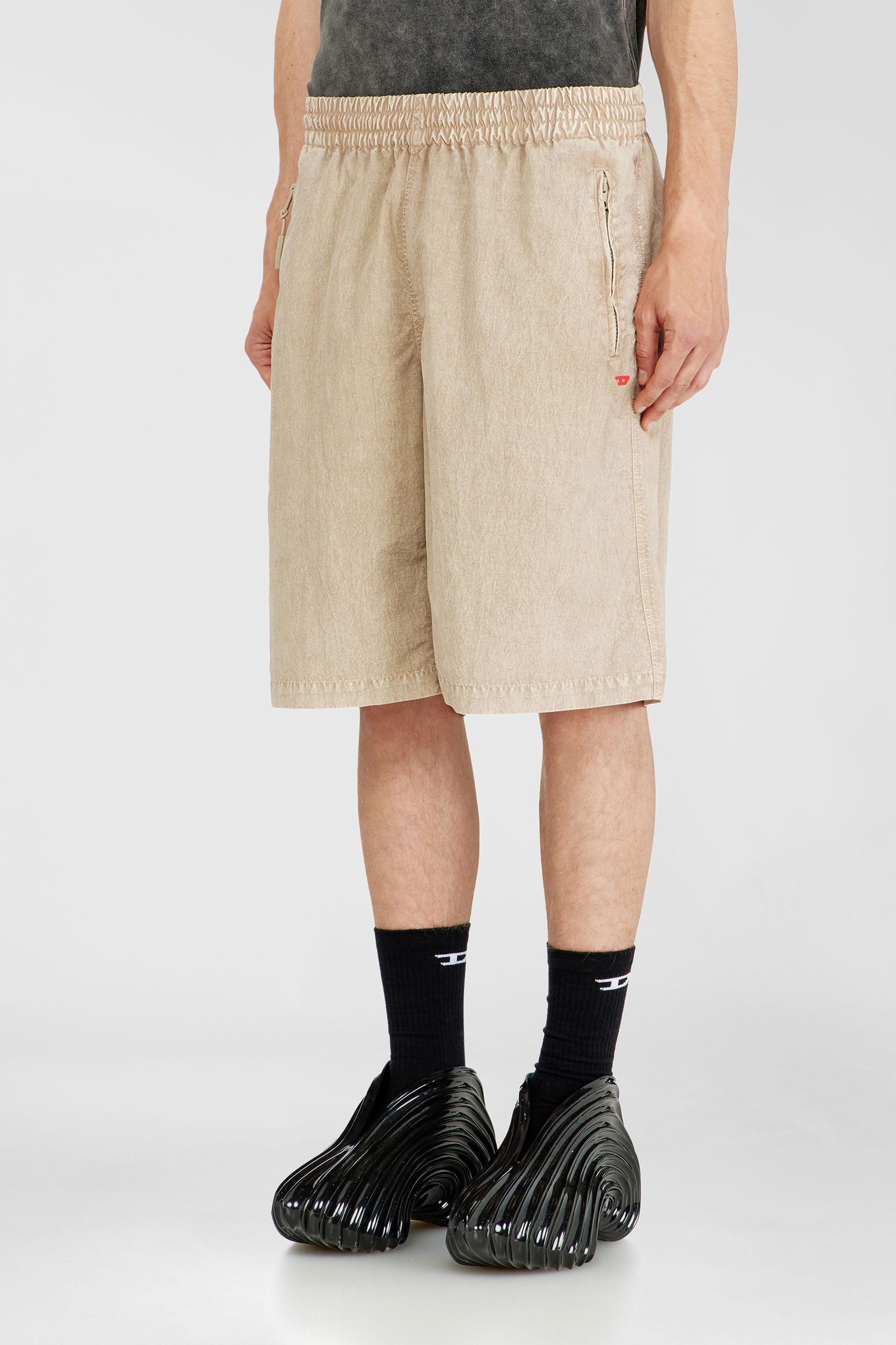 Diesel - P-THECK-SHORT-PLBH, Man's Treated nylon shorts in Beige - 1