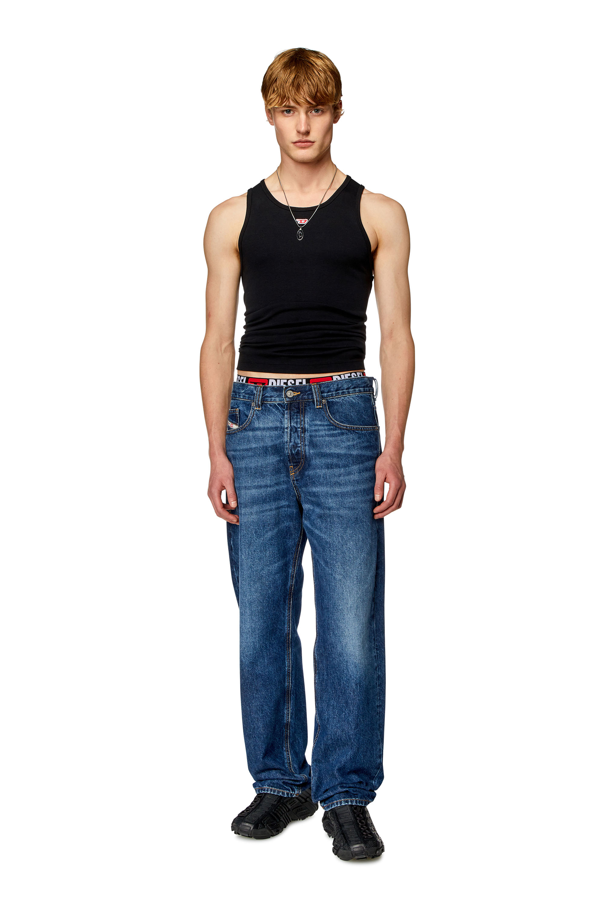 Diesel - T-LIFTY-D, Man Tank top with mini D logo patch in Black - Image 2