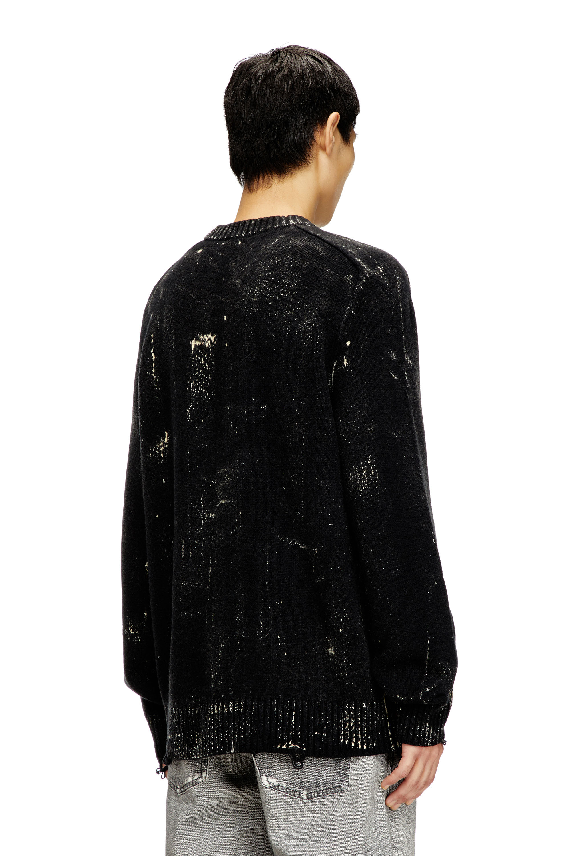 Diesel - K-MAXENSE, Man's Distressed jumper in wool blend in Black - 4