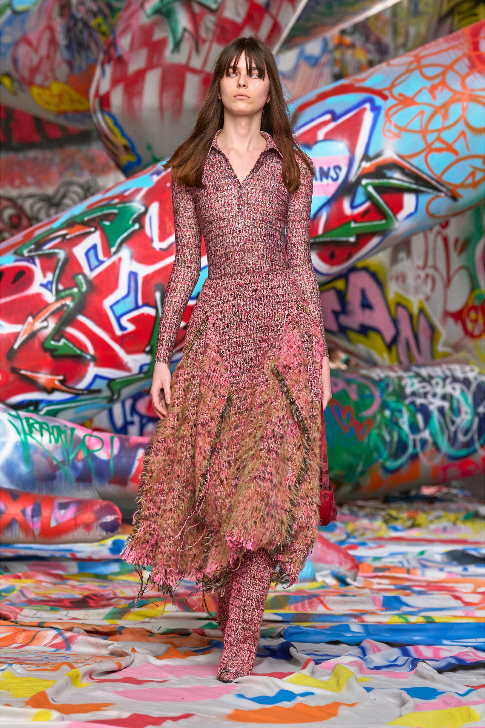 O-RIELLA, Pink Diesel - O-RIELLA, Woman's Brushed bouclé skirt with frayed hem in Pink - 6