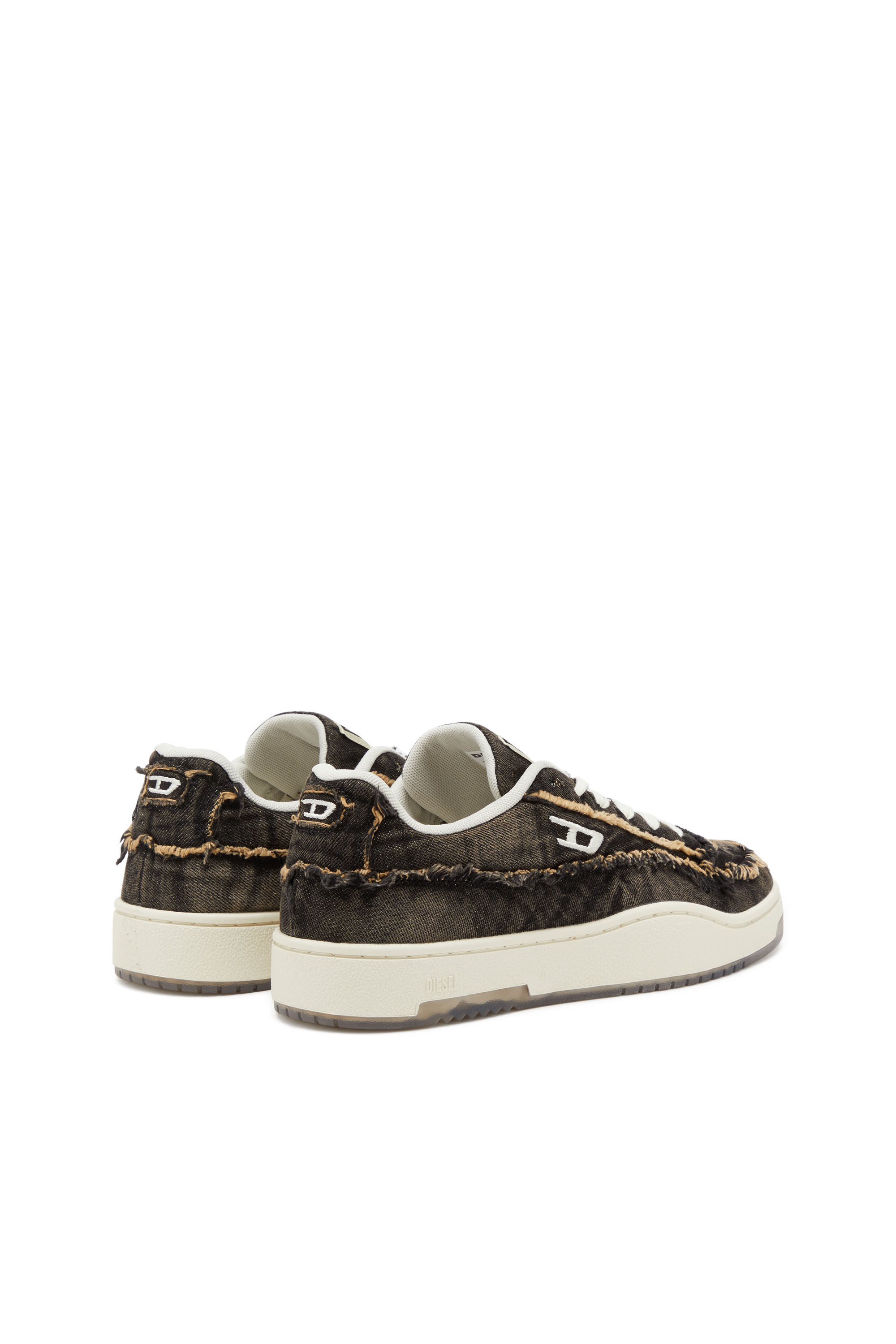 Diesel - S-TRACKER-D LOW, Man's S-Tracker-D-Frayed denim sneakers with transparent sole in Black - 3