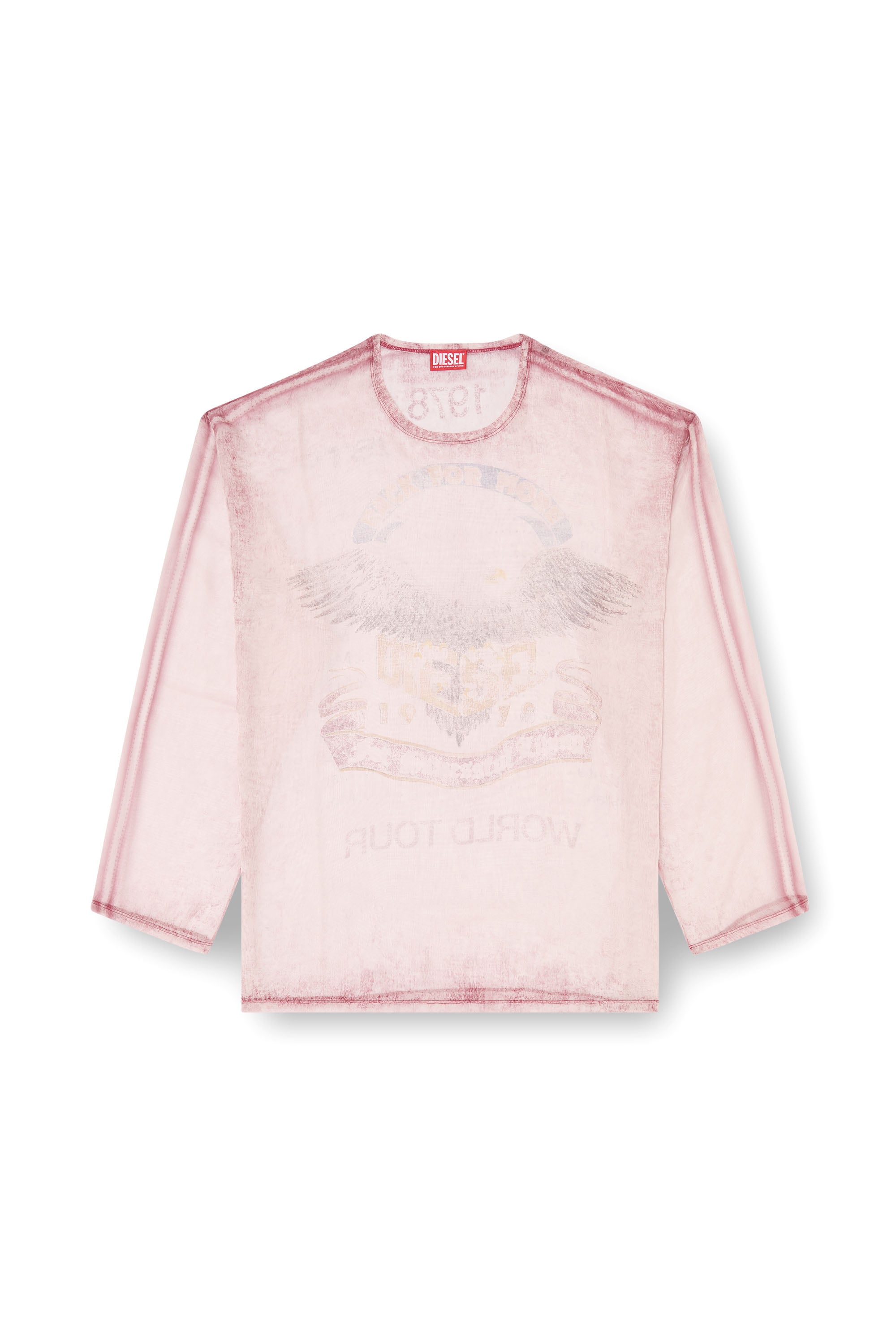 Diesel - T-DOUBLEX-LS, Man's Sheer chiffon top with concert graphics in Red - 4