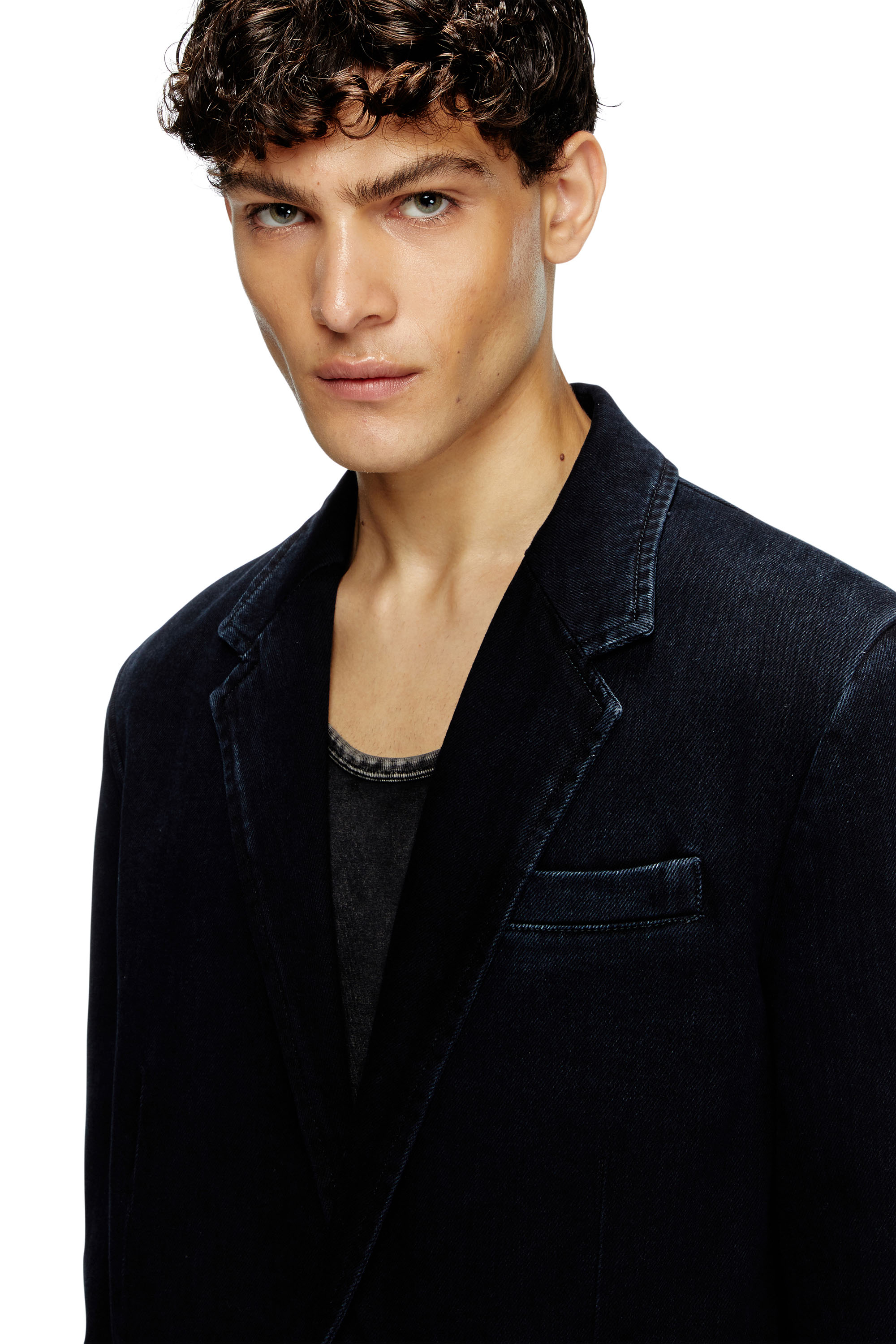 Diesel - D-REGER-D, Unisex's Blazer in streaky denim in Dark Blue - 5