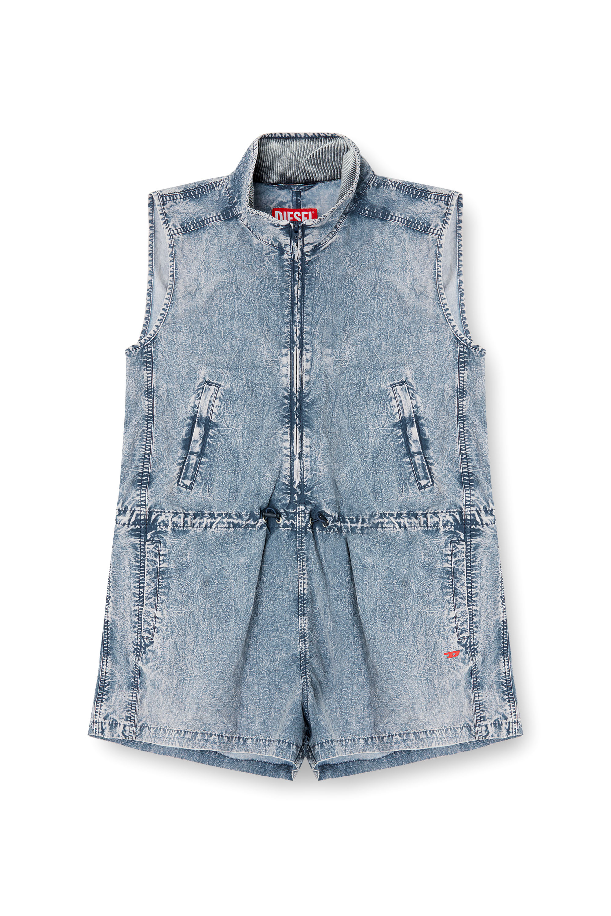 Diesel - J-ANNET, Woman's Playsuit in treated nylon in Light Blue - 5