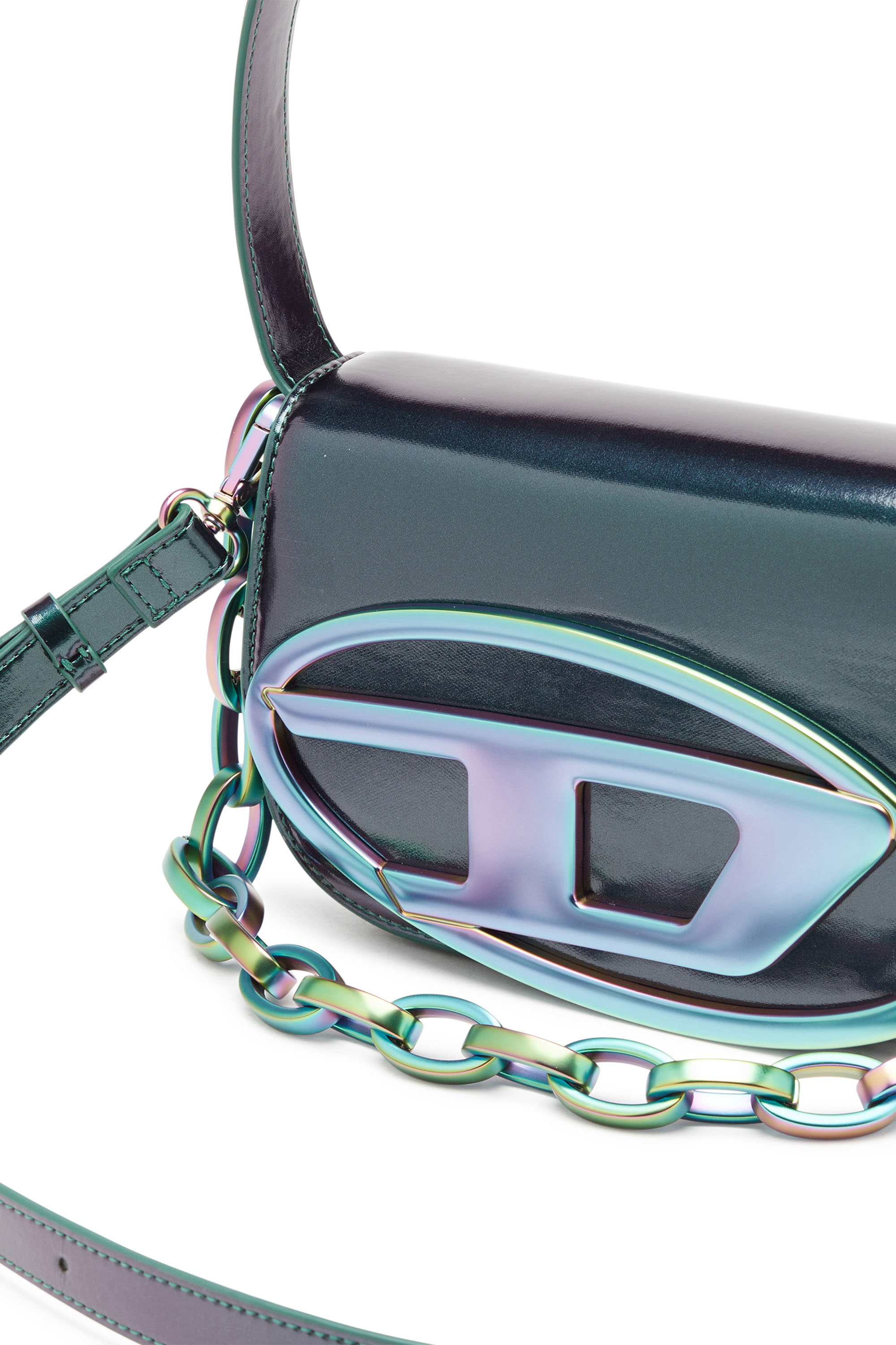 Diesel - 1DR, Woman's 1DR-Iconic shoulder bag with iridescent effect in Green/Blue - 5