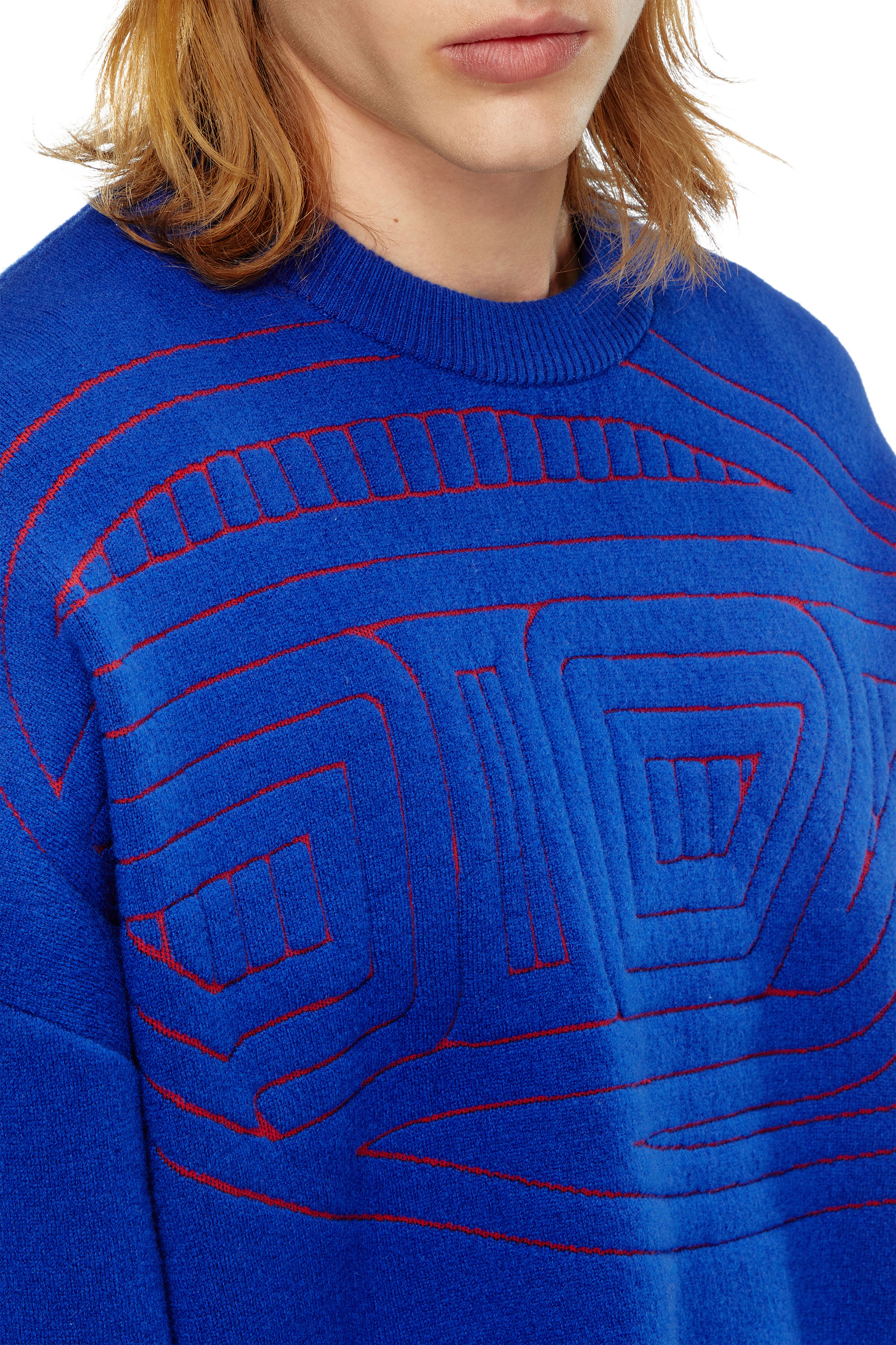 Diesel - K-RATIO, Man's Wool-blend jumper with graphic logo in Blue - 5