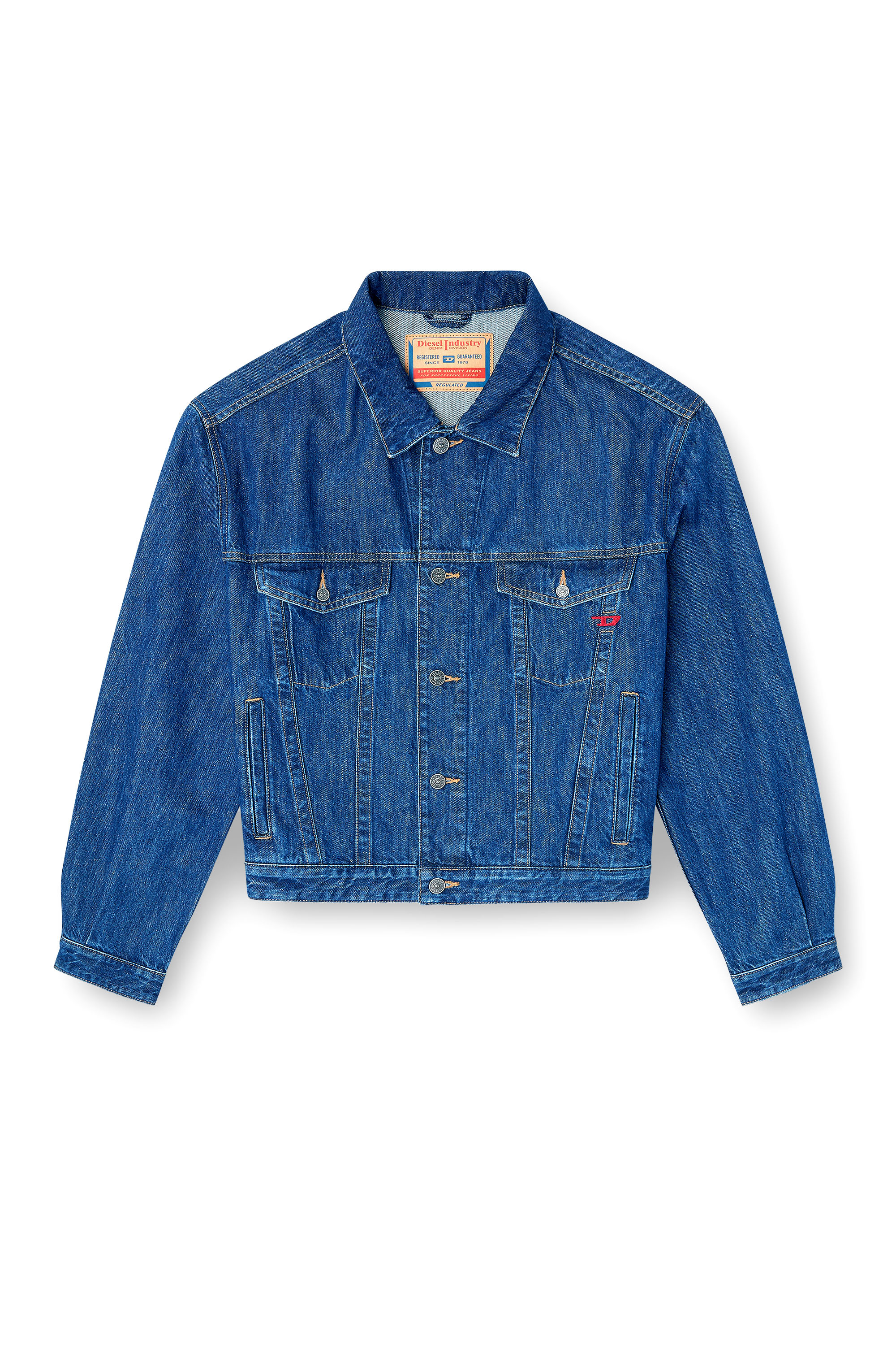 Diesel - D-RANGER, Man's Trucker jacket in denim in Medium blue - 3