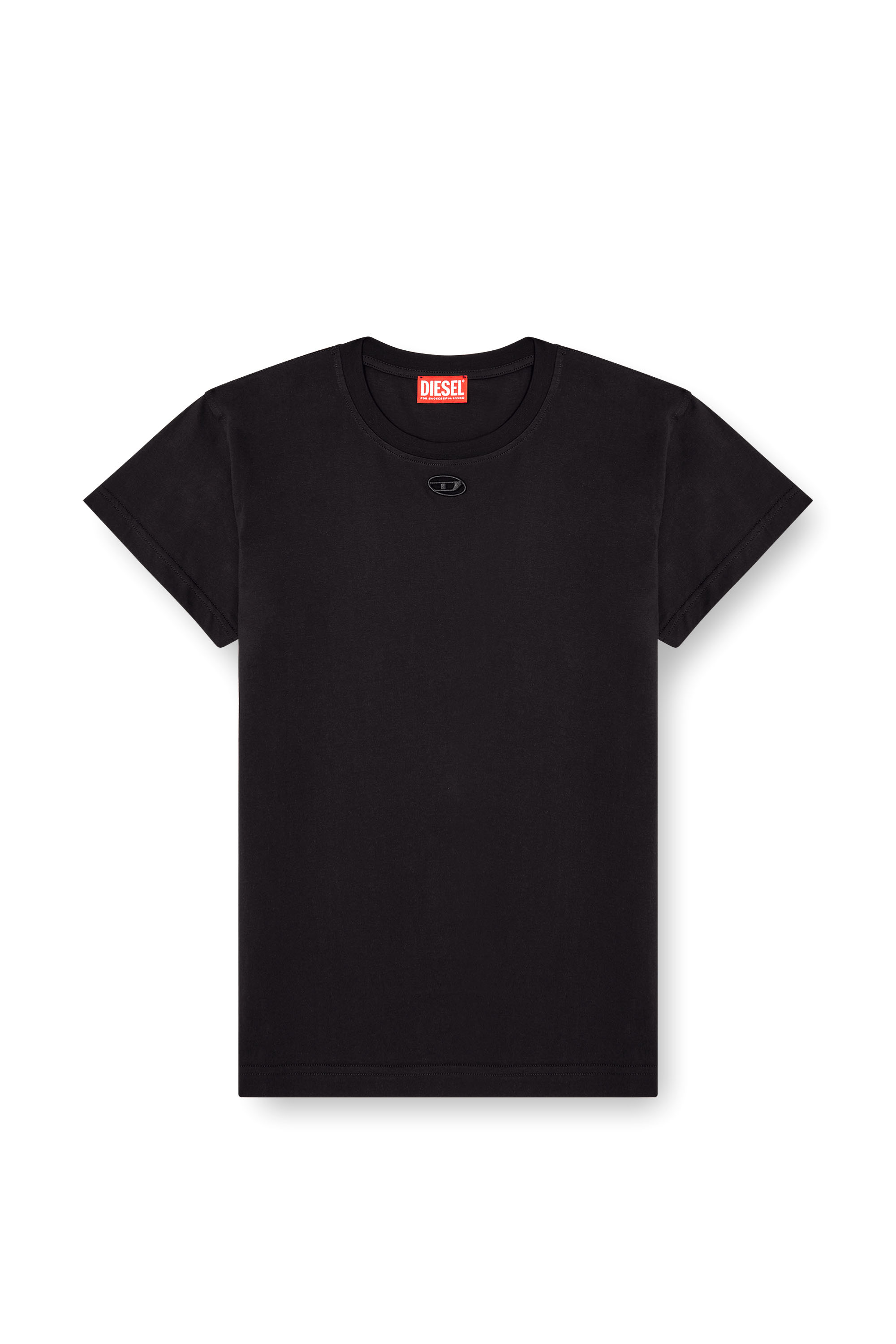 Diesel - T-MAREY, Woman's T-shirt with small Oval D in Black - 3