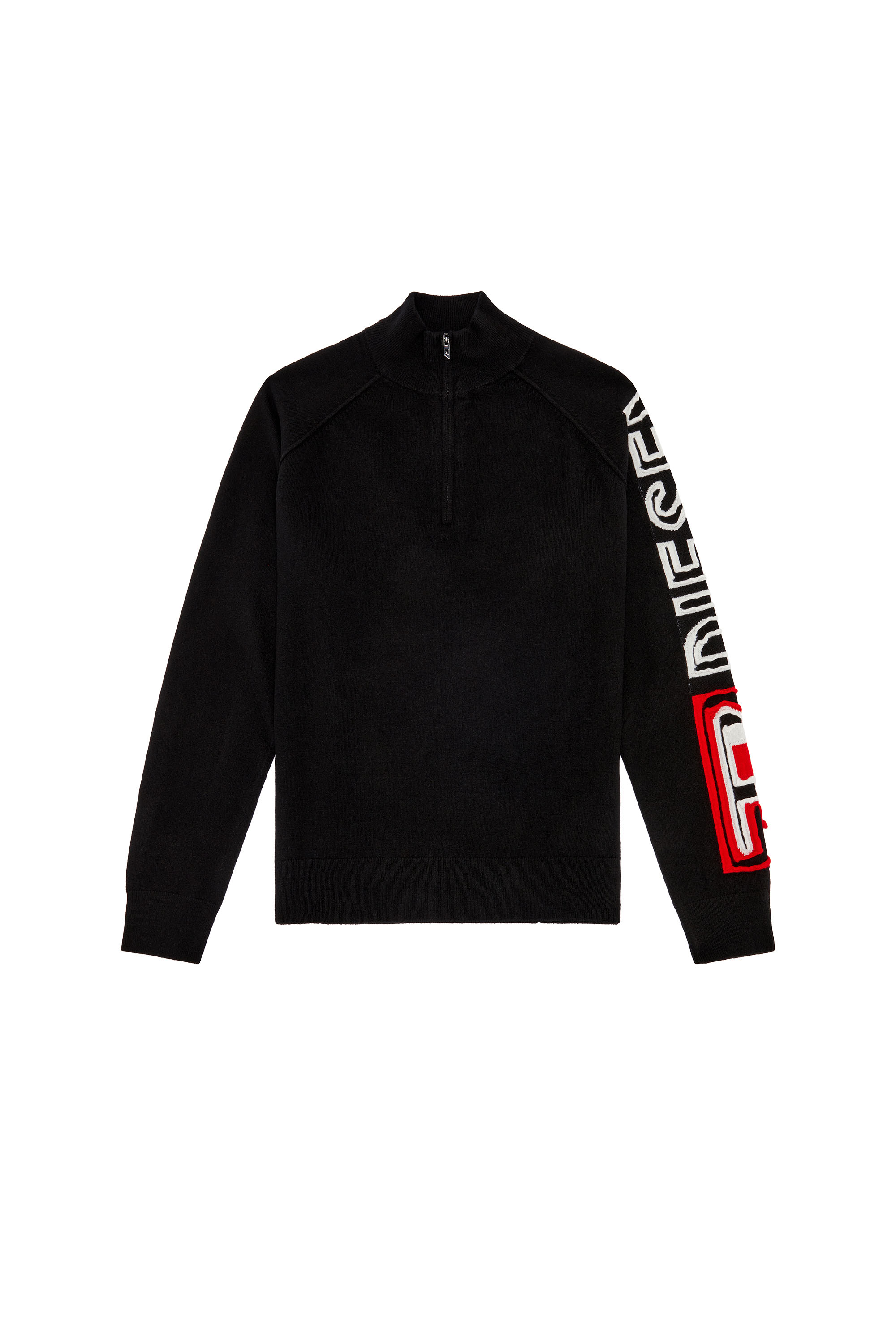 Diesel - K-STELVIO, Man's Half-zip jumper with peel-off intarsia logo in Black - 3