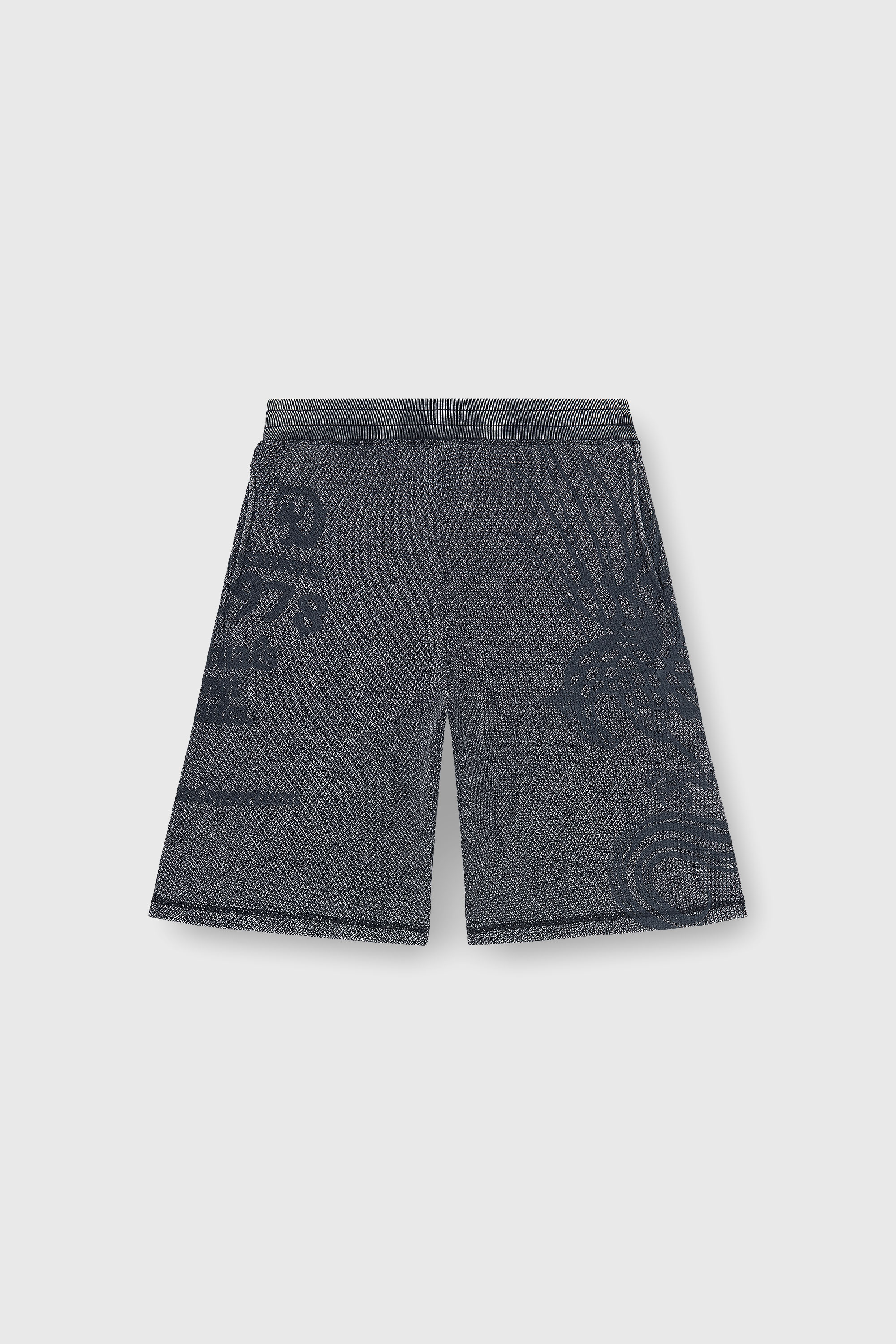 Diesel - P-ERRY, Man's Mesh cotton sweatshorts with prints in Grey - 2