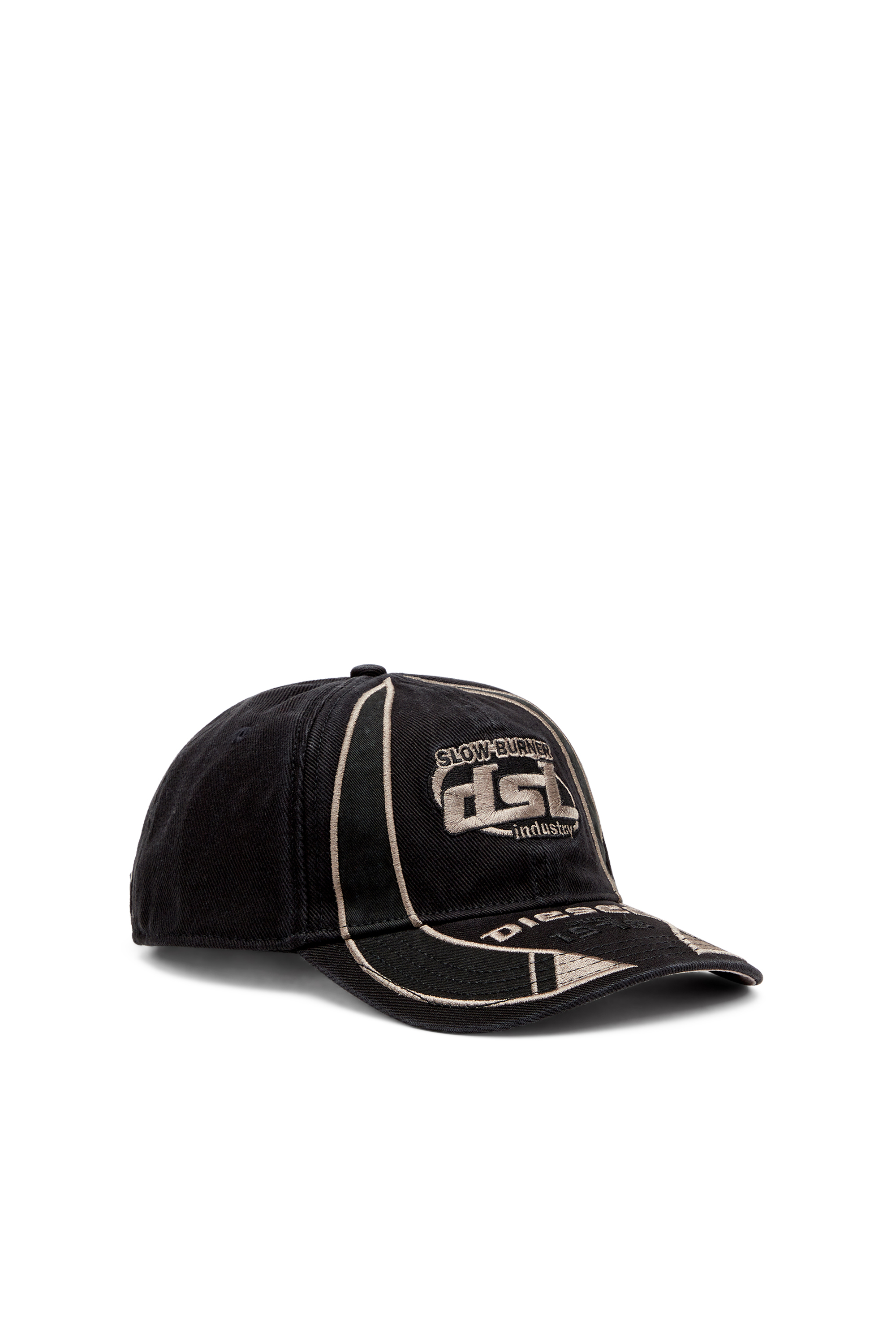 Diesel - C-ARSON, Man's Baseball cap with embroidered detail in Black/Grey - 1