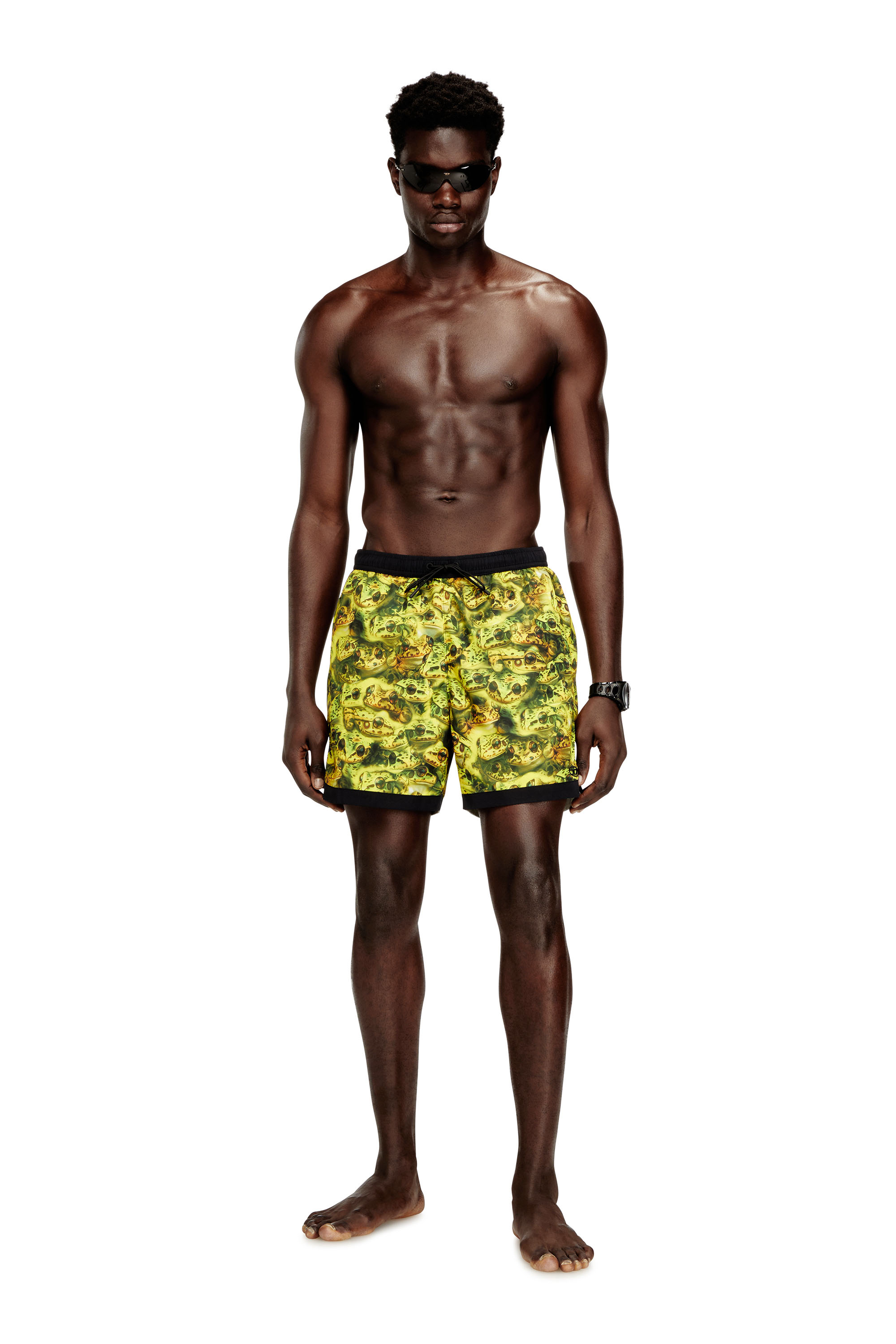 Diesel - SOCCER-41-D-POP-C, Man's Boxer-style swimsuit with all-over print in Green - 1