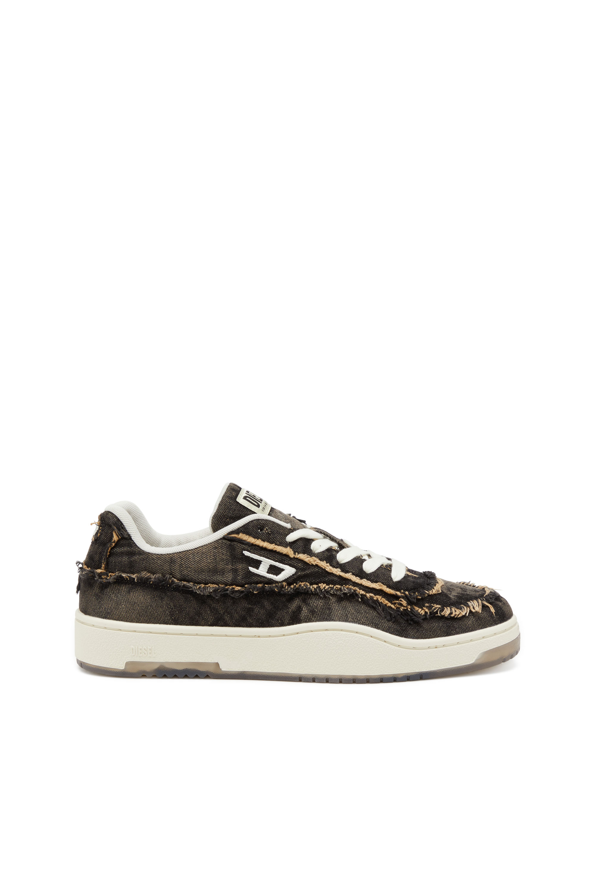 Diesel - S-TRACKER-D LOW, Man's S-Tracker-D-Frayed denim sneakers with transparent sole in Black - 1