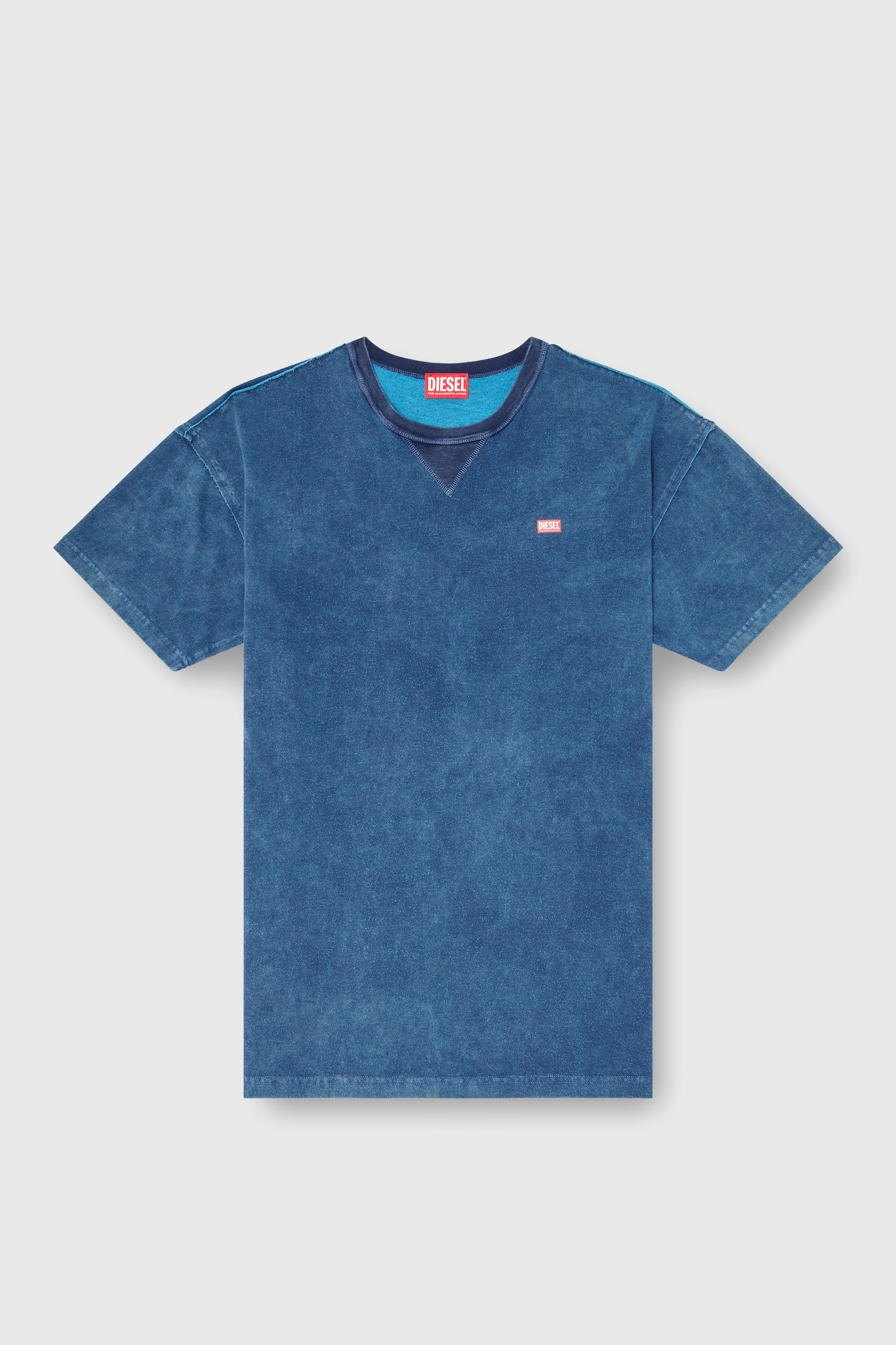 Diesel - T-NORM-RAW, Man's Acid-wash T-shirt with frayed details in Blue - 2