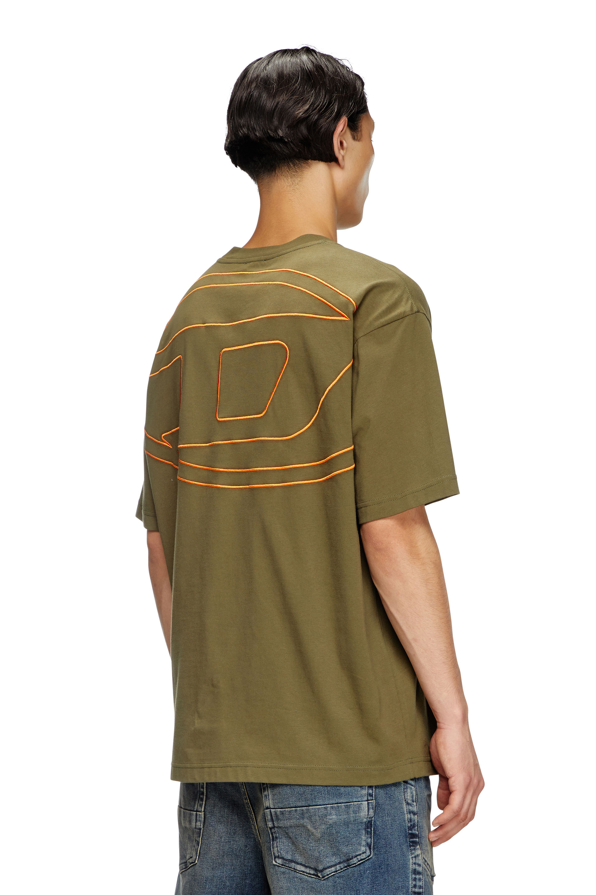 Diesel - T-BOGGY-MEGOVAL-D, Man's T-shirt with maxi oval D embroidery in Green - 4