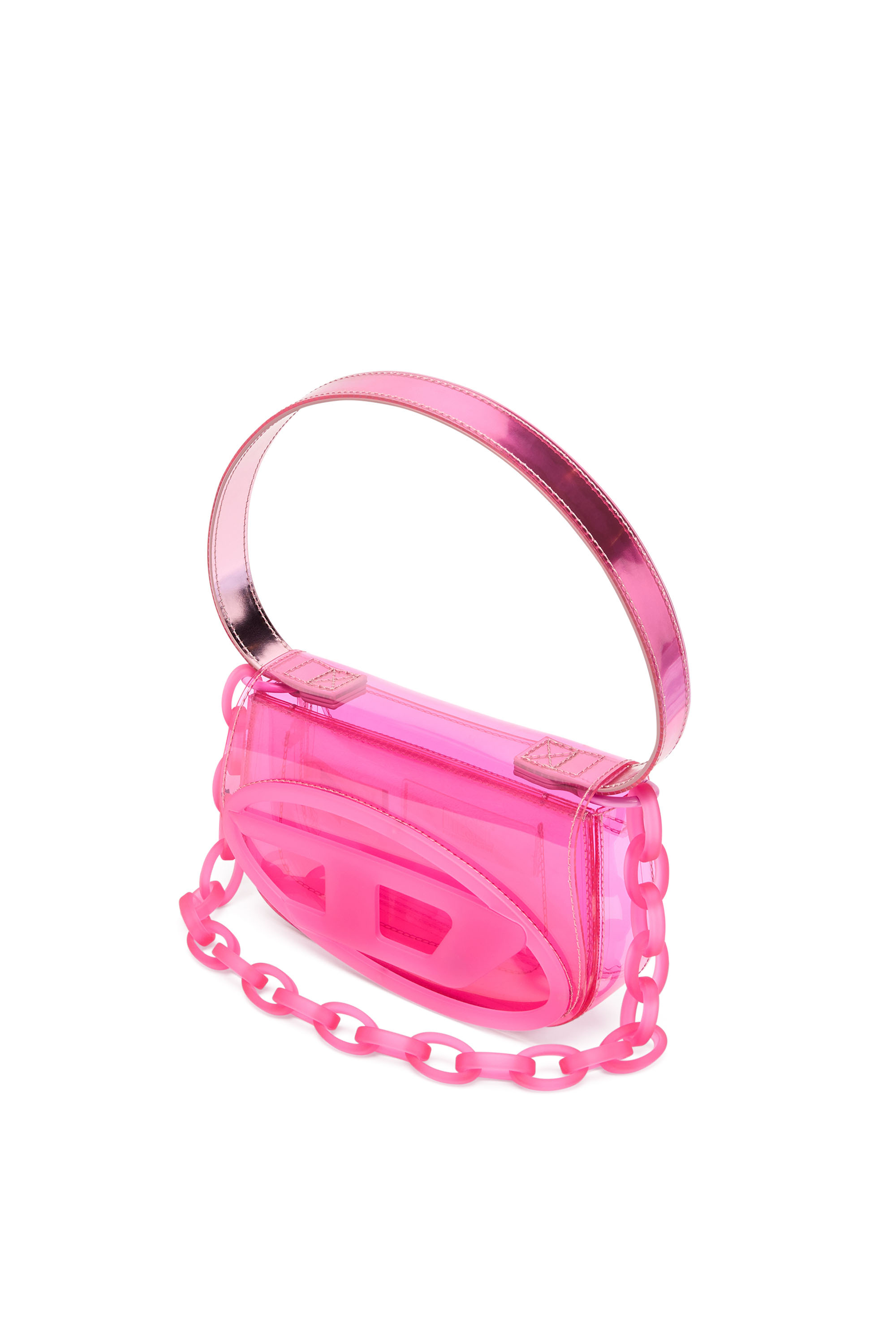 Diesel - 1DR, Woman's 1DR-Iconic shoulder bag in transparent TPU in Hot pink - 2