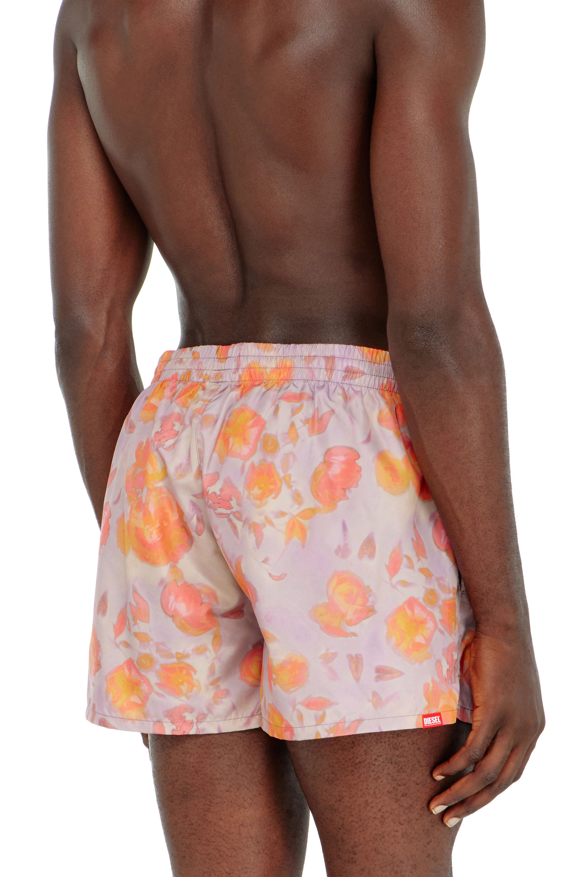 Diesel - OLLY-34-D-CORE, Man's Metallic swim shorts with floral print in Lilac - 4