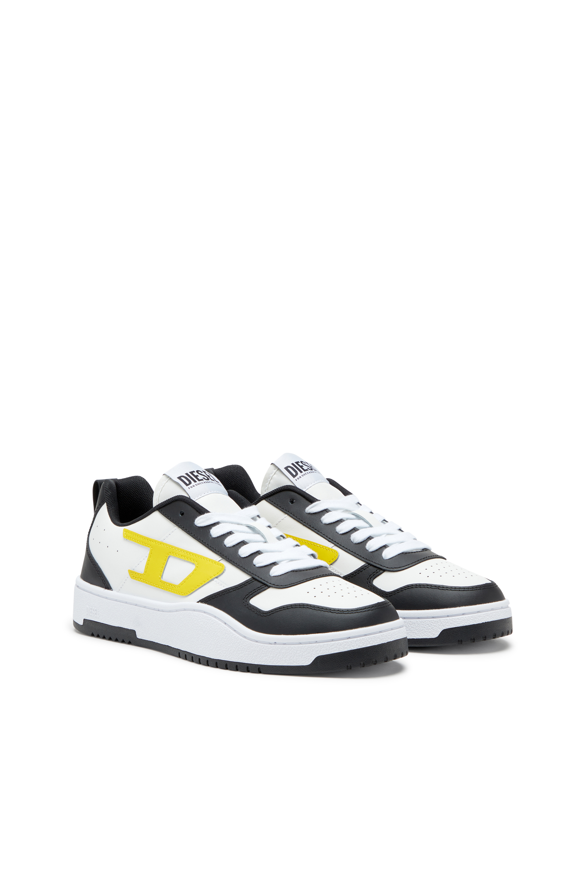 Diesel - S-UKIYO V2 LOW, Man's S-Ukiyo Low-Low-top sneakers in leather and nylon in White/Yellow - 2