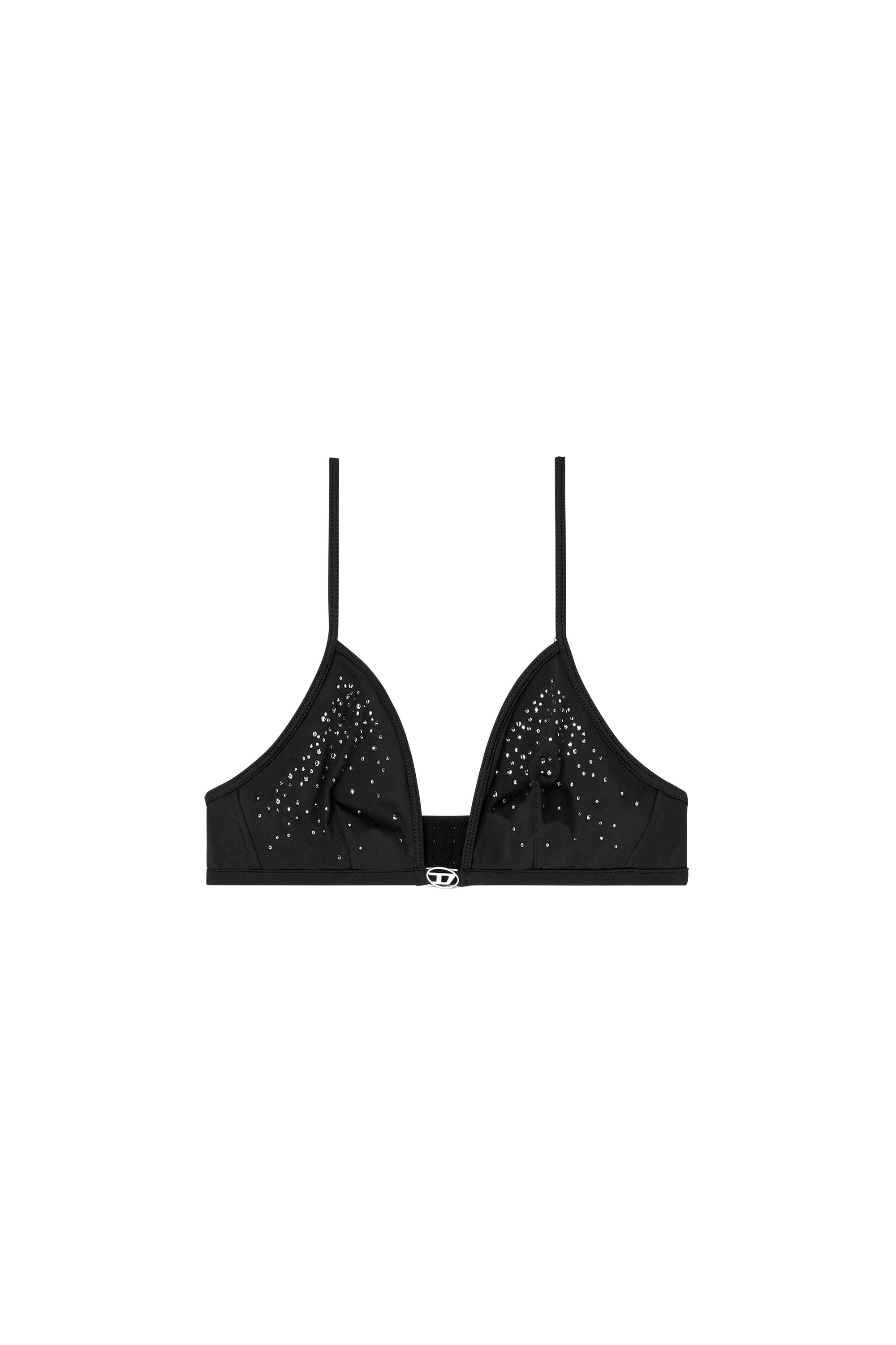 Diesel - LUNA-DNM, Woman's Microfibre triangle bra with crystals in Black - 2