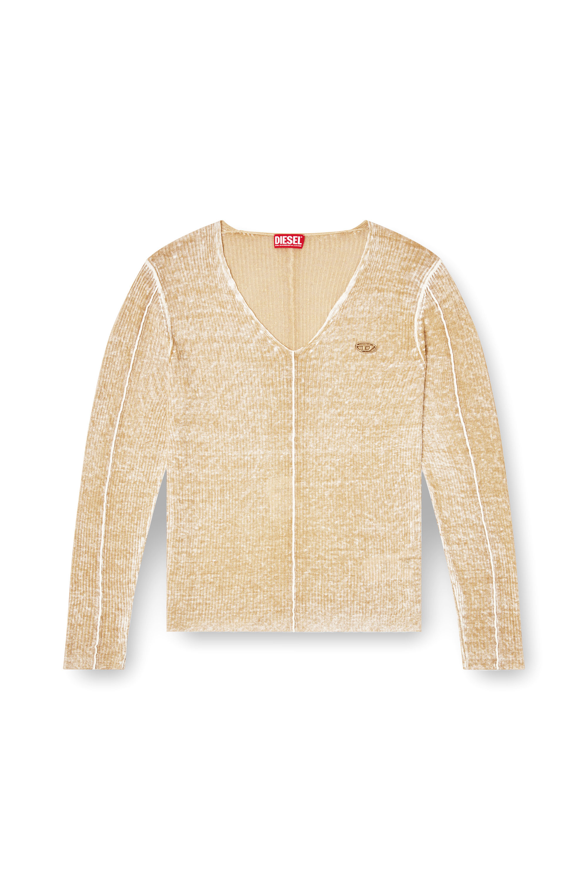 Diesel - K-ROBBEL, Man's Inside-print jumper with contrast detail in Beige - 3
