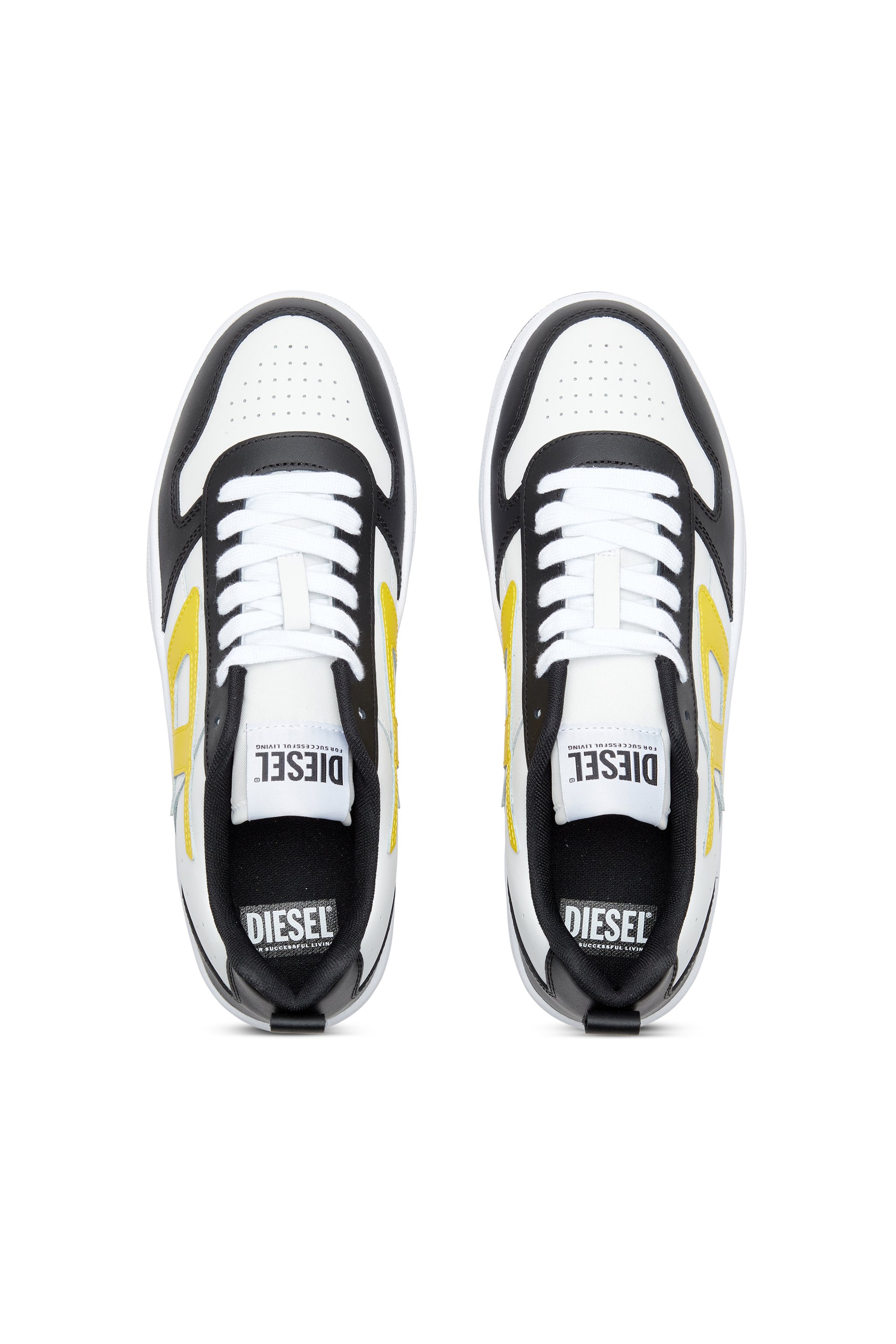 Diesel - S-UKIYO V2 LOW, Man's S-Ukiyo Low-Low-top sneakers in leather and nylon in White/Yellow - 5