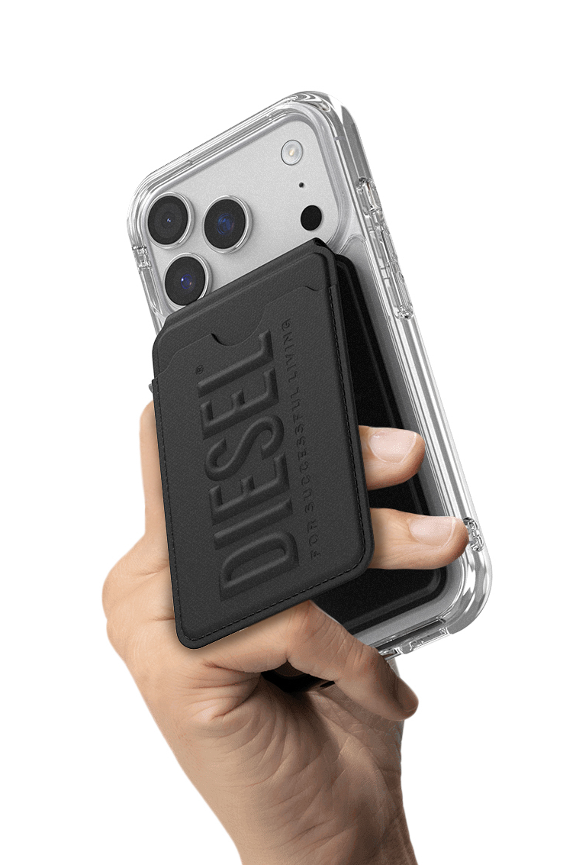 Diesel - 60449  CREDIT CARD HOLDER, Unisex's 3D Biscotto magsafe cardholder stand in Black - 4