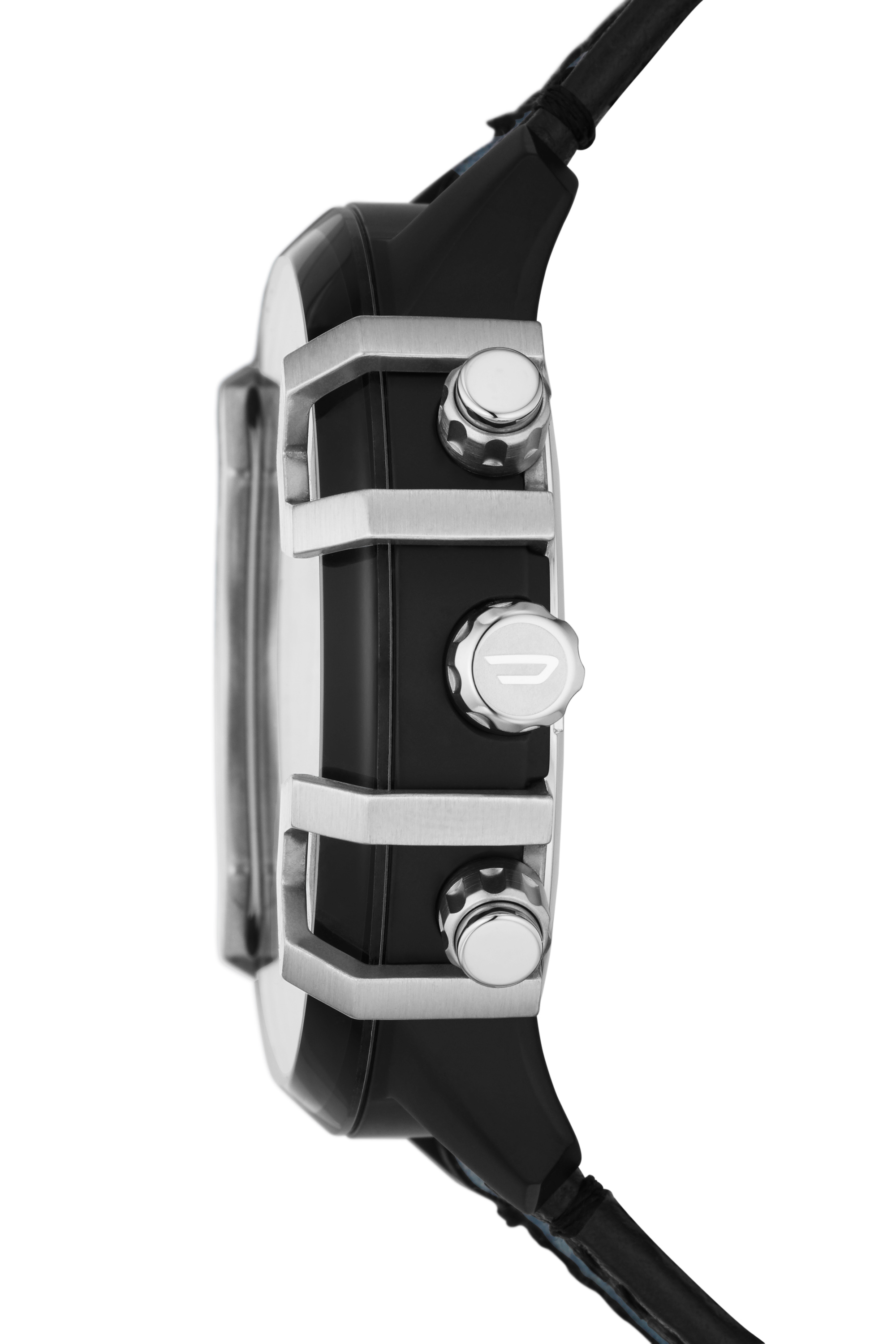 Diesel - DZ4572, Man's Griffed chronograph two-tone denim and leather watch in Blue - 3