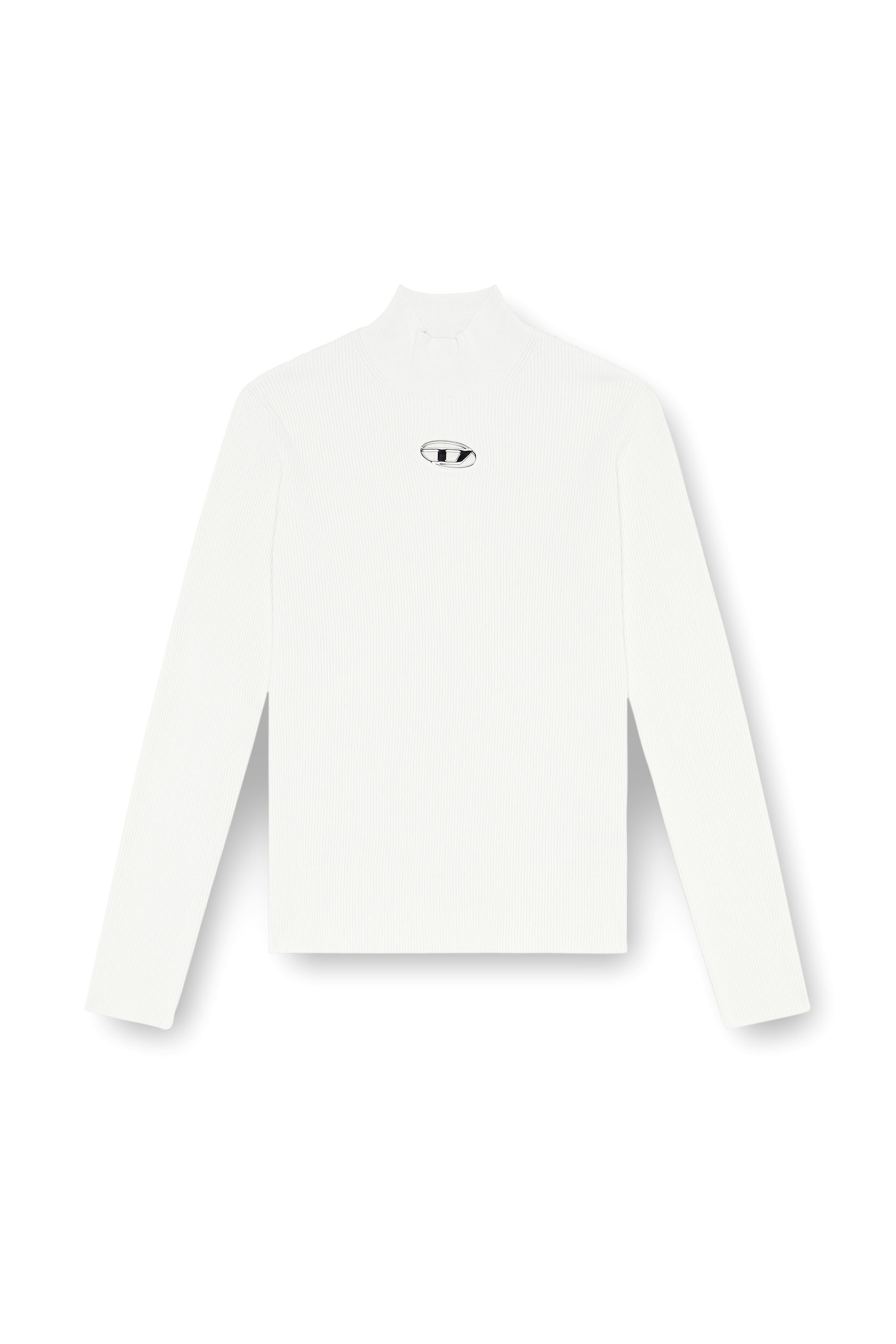 Diesel - K-ZACKARY, Man's Mock-neck jumper with Oval D in White - 3