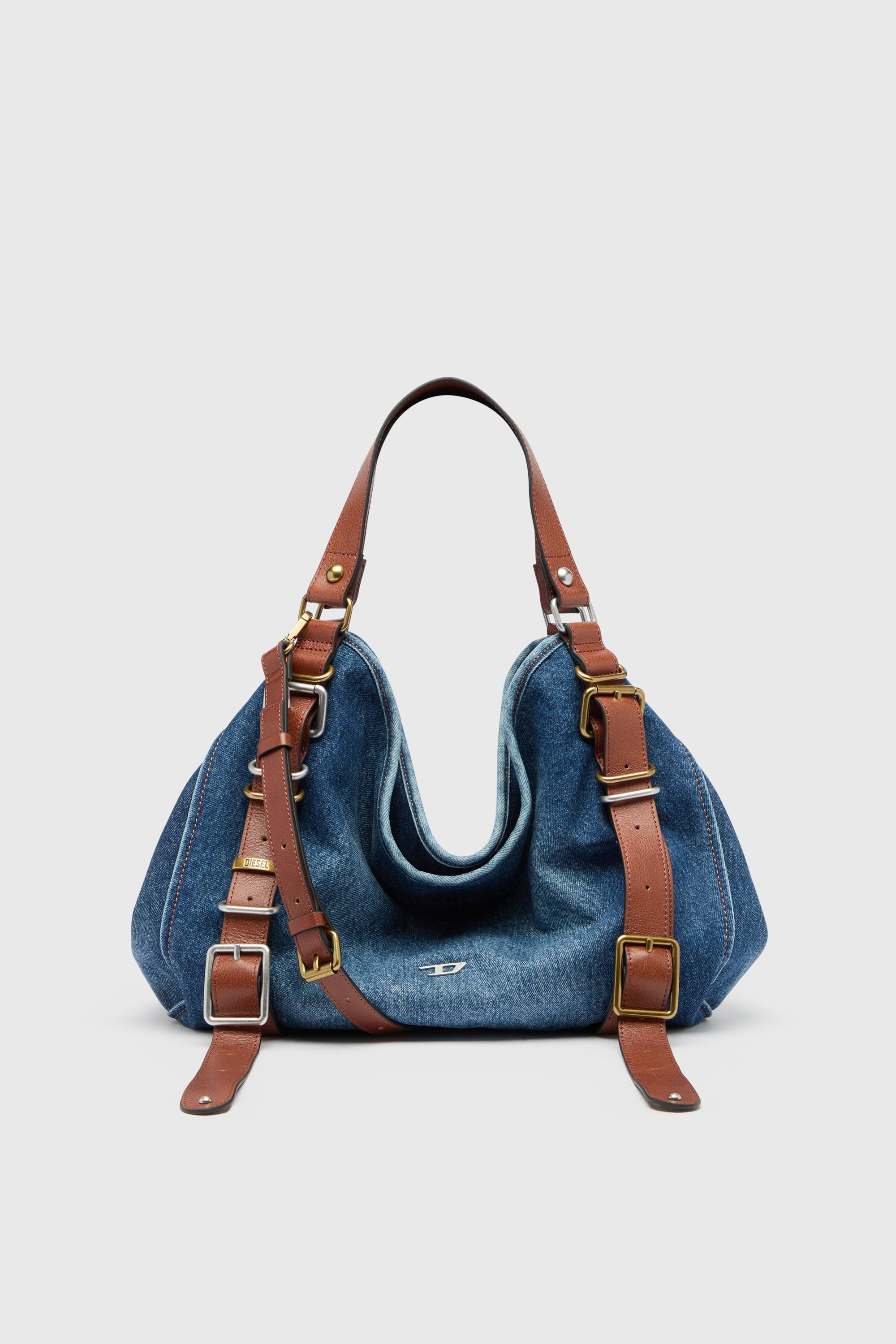 Diesel - D-ONE TOPHANDLE M, Woman's D-One-Medium top-handle bag in denim and leather in Blue - 1