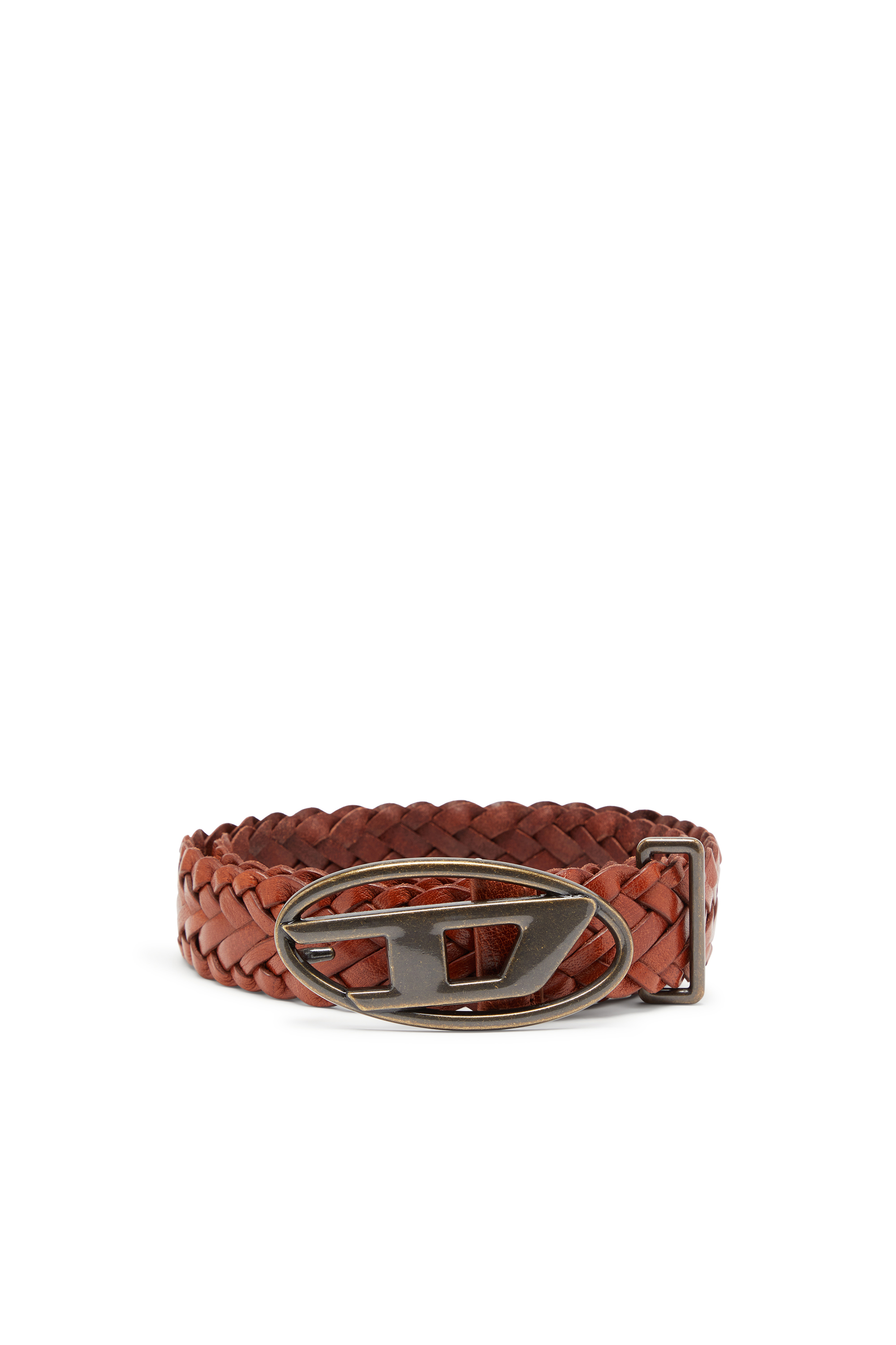 Diesel - B-1DR BRAIDERED, Unisex's 4 cm braided leather belt in Brown - 1