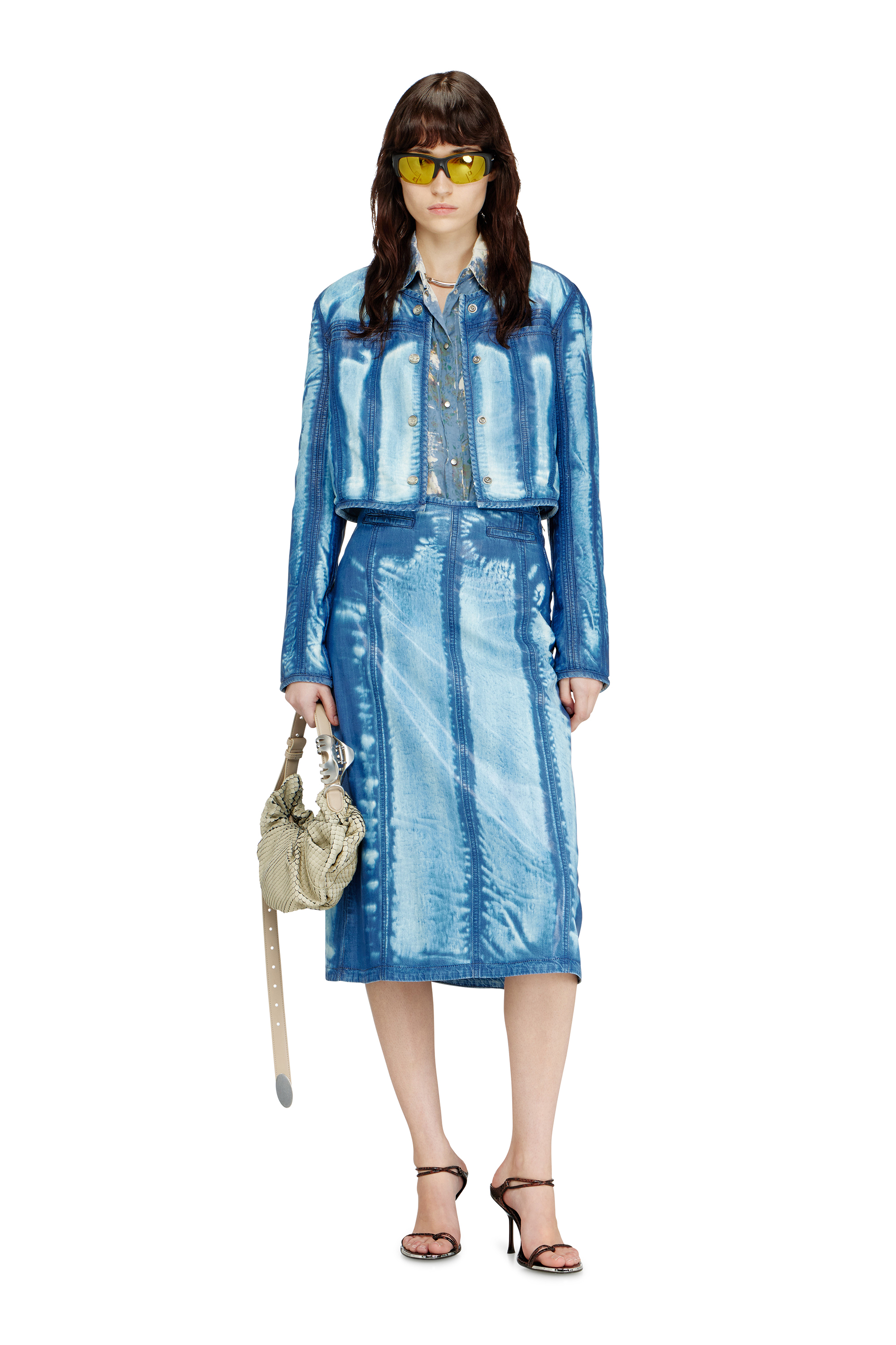 Diesel - GRAB-D HOBO S, Woman's Grab-D-Small scrunched hobo bag in snake-effect leather in Beige - 1