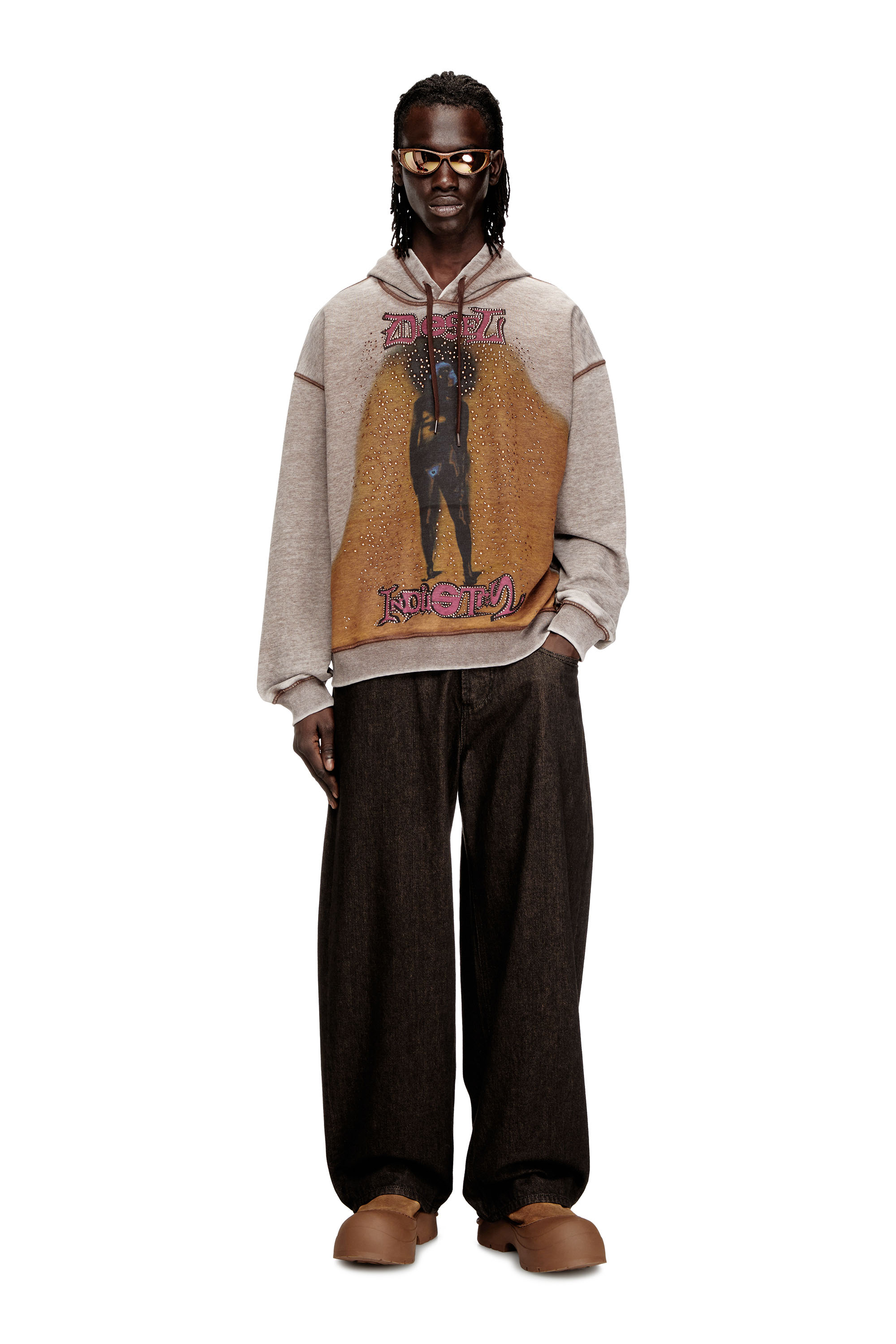 Diesel - S-BOXTON-HOOD, Man's Hoodie with print and studs in null - 2