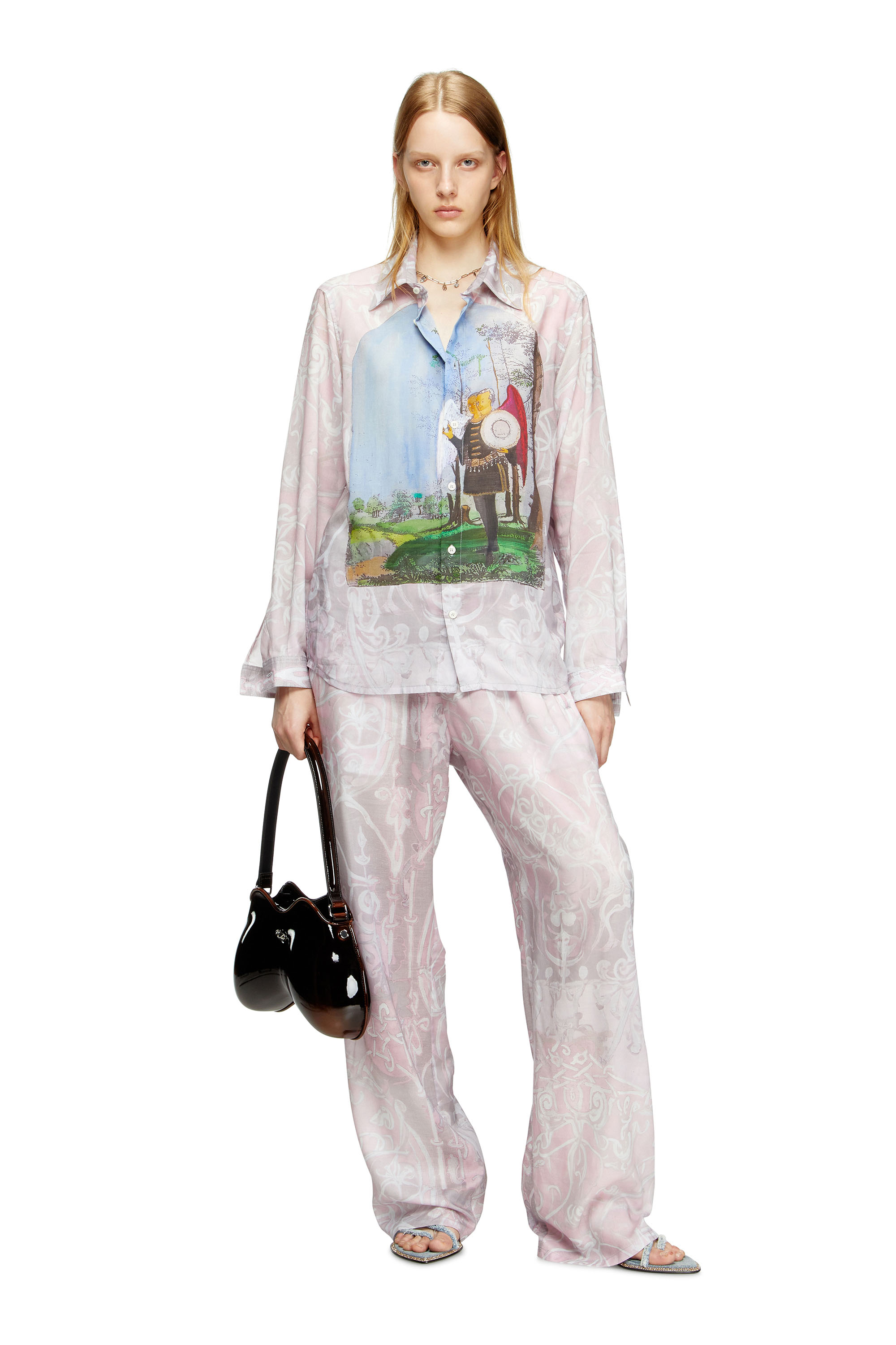 Diesel - S-SIMPLY-A-AJFW, Unisex's Shirt with medieval print in Pink - 6
