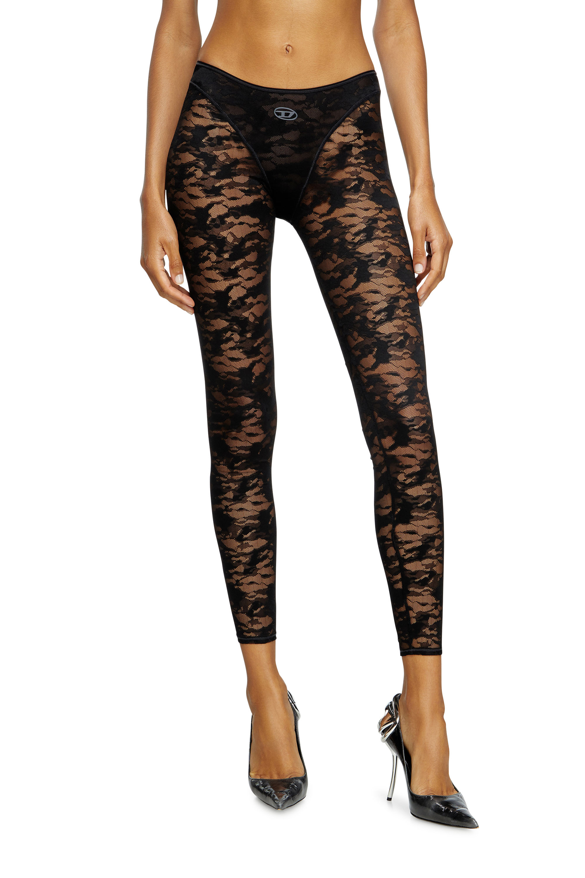 Diesel - CLAIRE-UTLT, Woman's Camo lace leggings in Black - 2