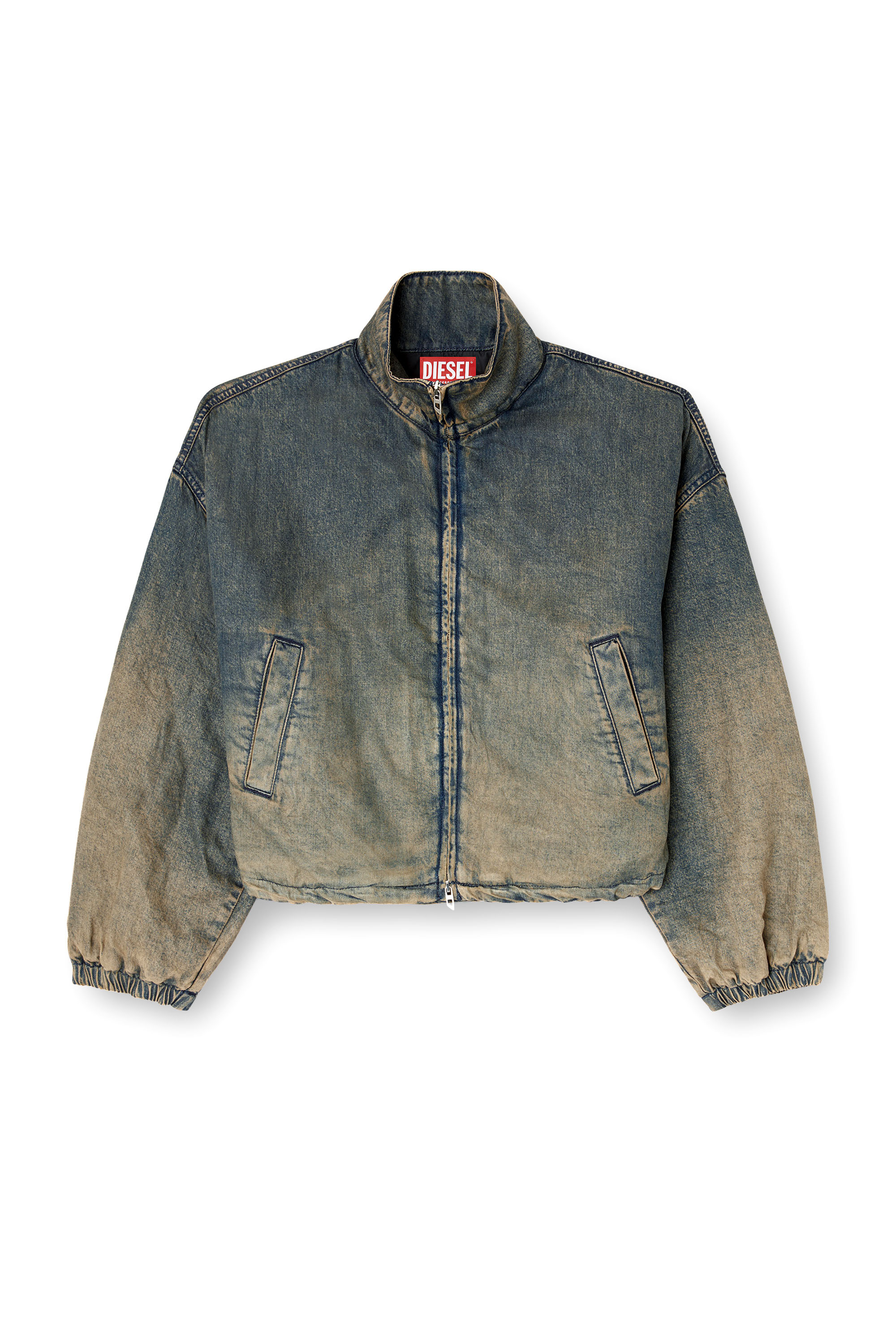 Diesel - DE-FLOWER-S, Woman's Zipped jacket in fluid shaded denim in Medium blue - 2