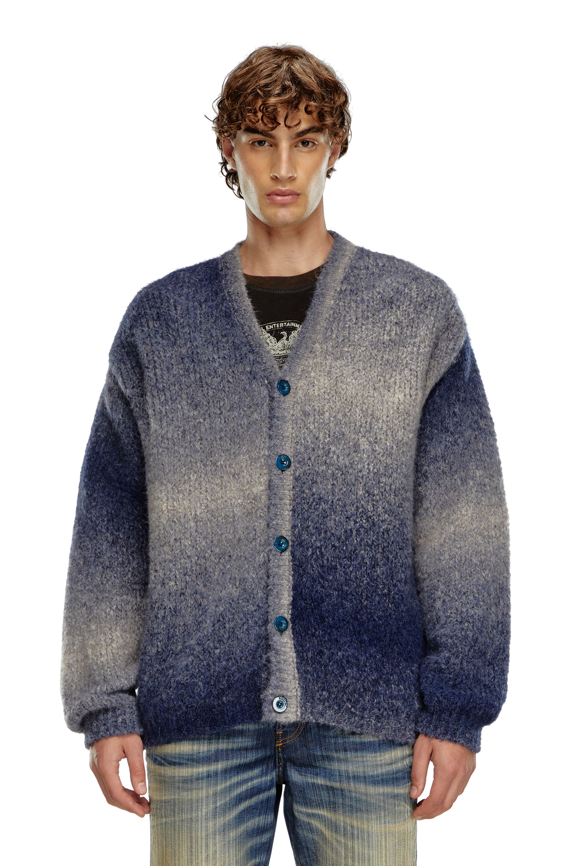 Diesel - K-RAMARRO, Man's Dégradé cardigan in alpaca blend in Blue - 1