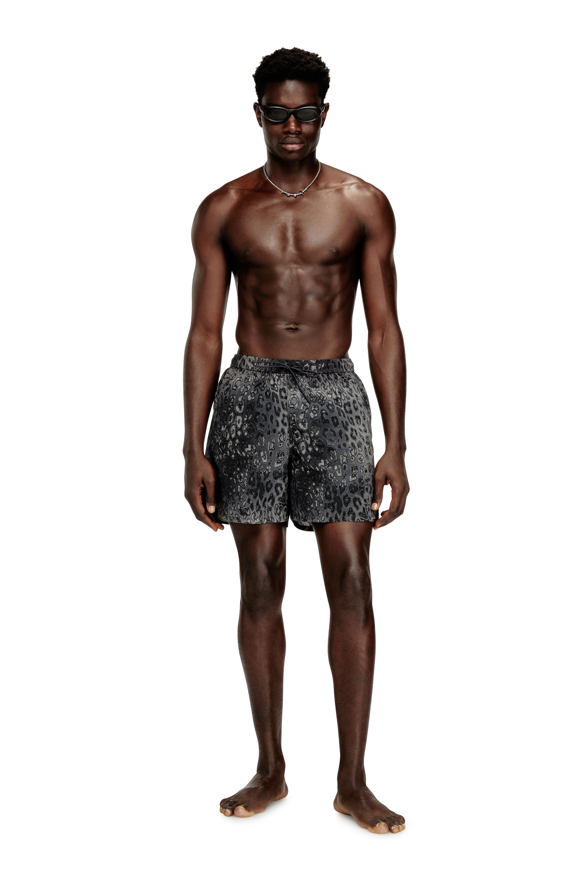 Diesel - SOCCER-41-UTLT, Man's Swim shorts with animalier print in null - 2