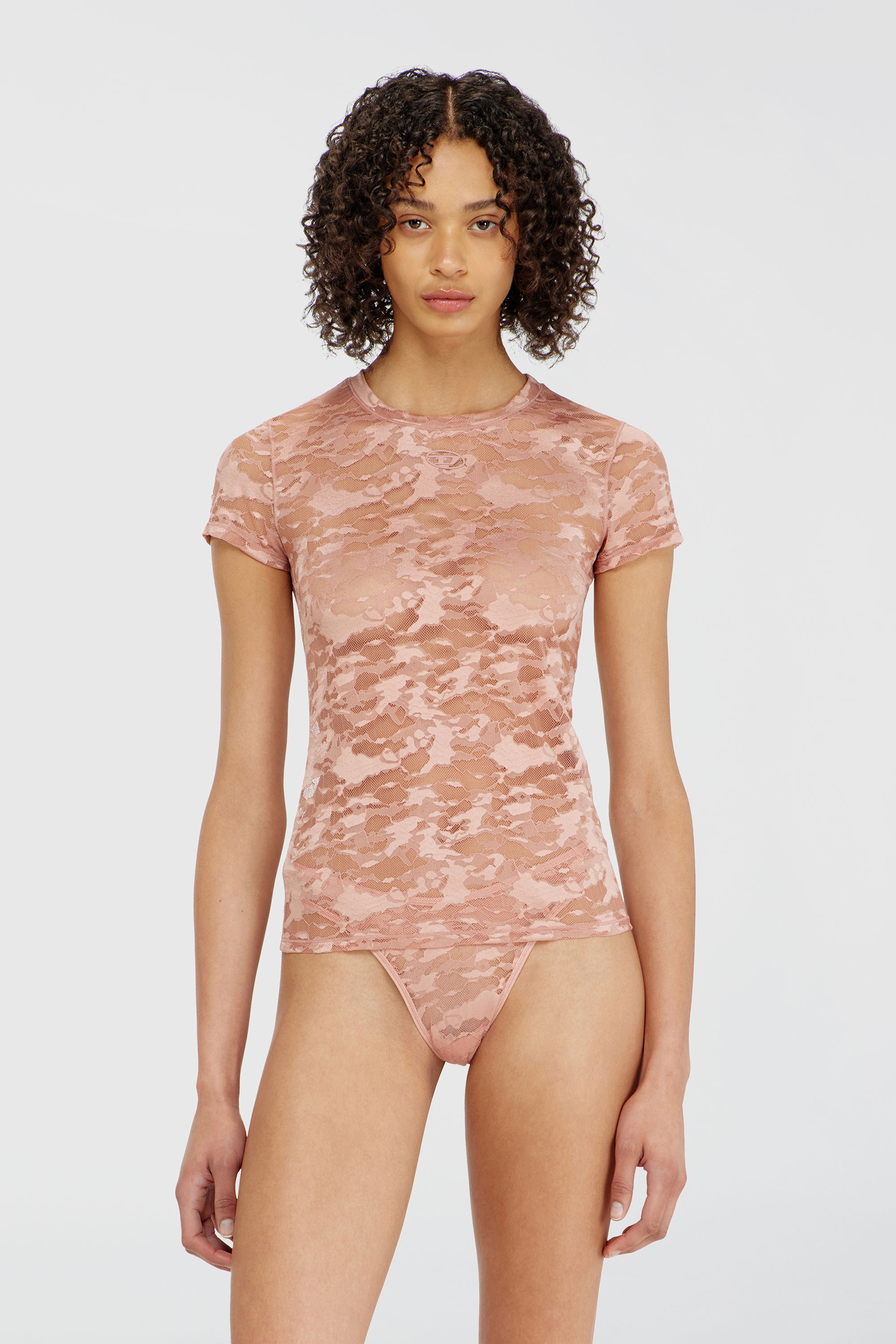 Diesel - KASIA-UTLT, Woman's Camo lace T-shirt in Nude - 3