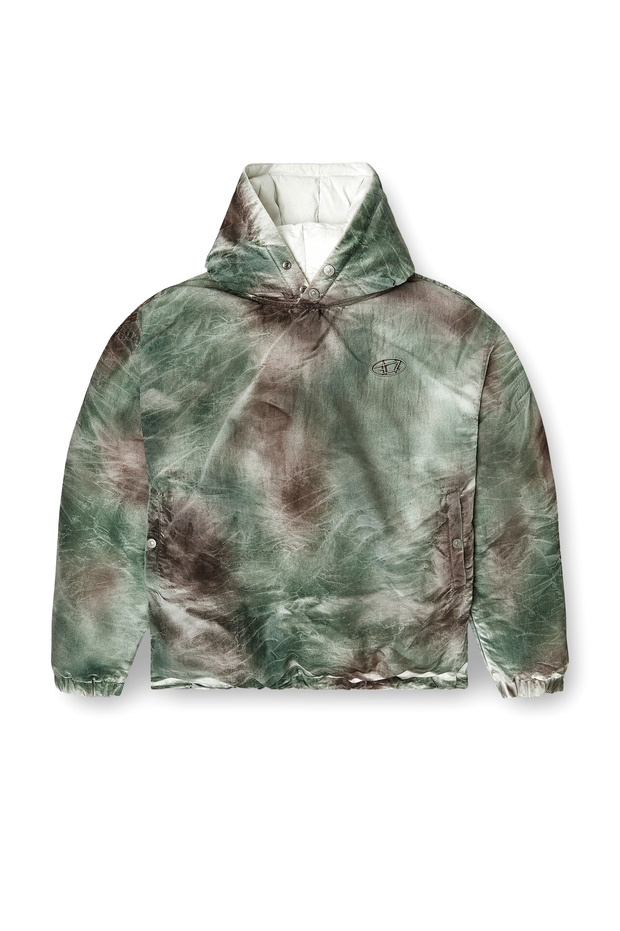 Diesel - W-THUG-JKT-PUFFY, Unisex's Puffy hooded jacket in camo nylon in Brown/Green - 3