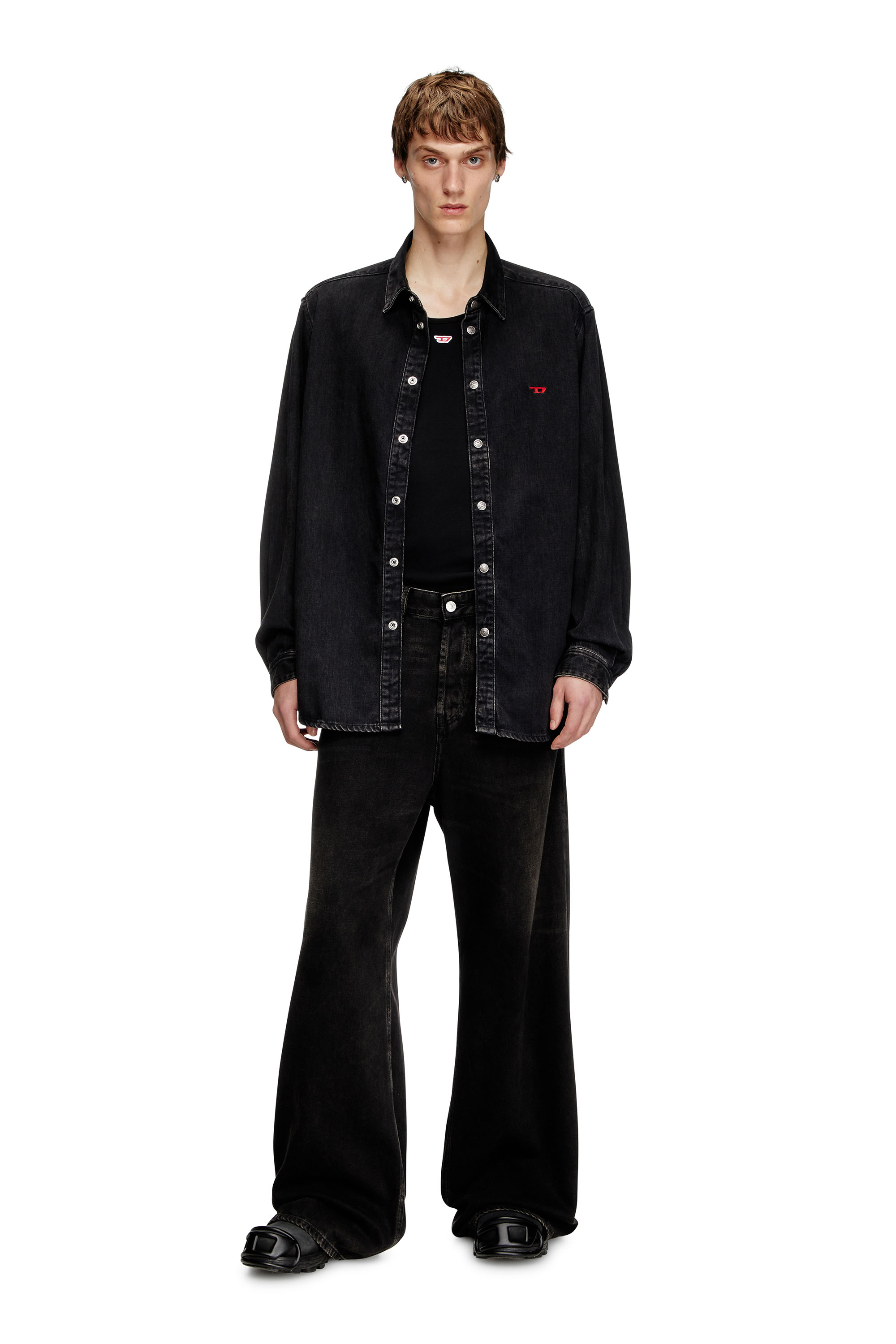 Diesel - D-SIMPLY, Man's Shirt in Tencel denim in Black - 2