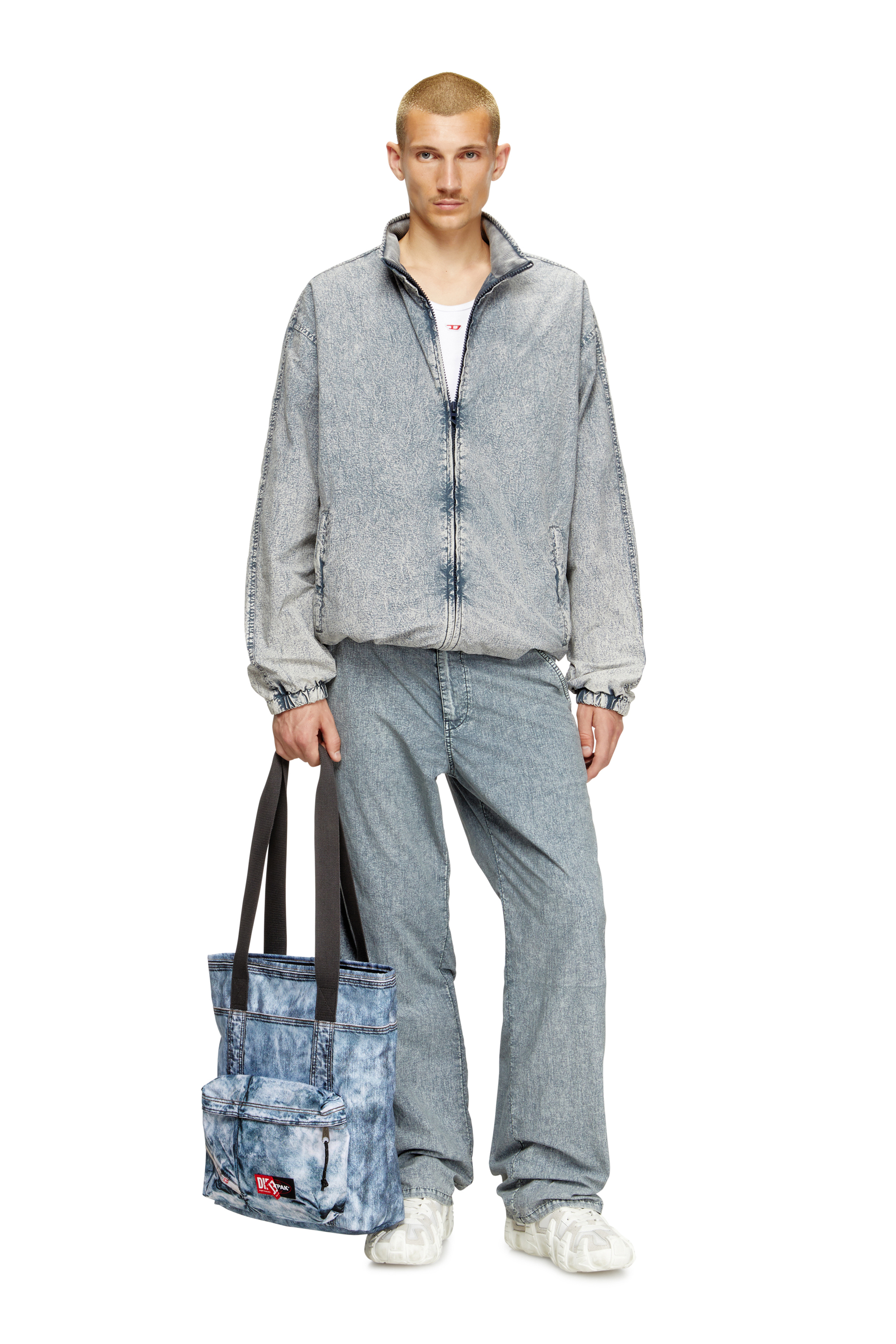 Diesel - DIESEL TOTE, Unisex's Tote bag in trompe l'oeil denim in Blue - 6