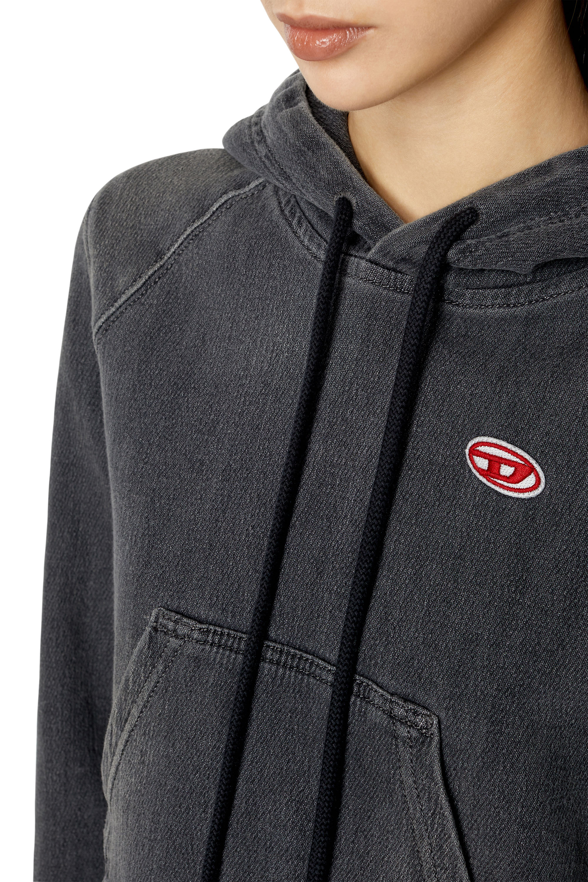 Diesel - D-ANGY TRACK DENIM HOODIE, Black/Dark grey - Image 3